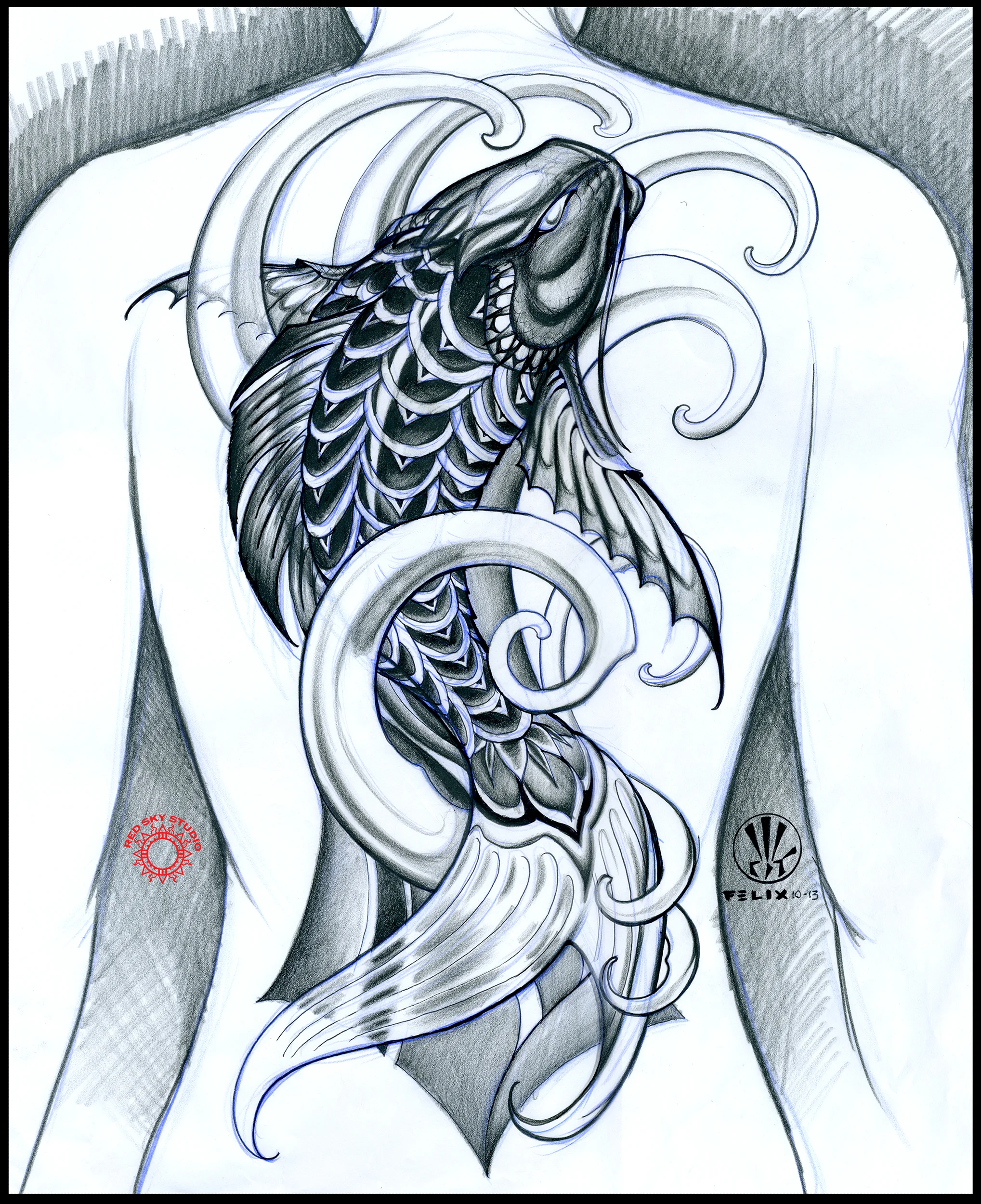 Large Koi Custom Backpiece