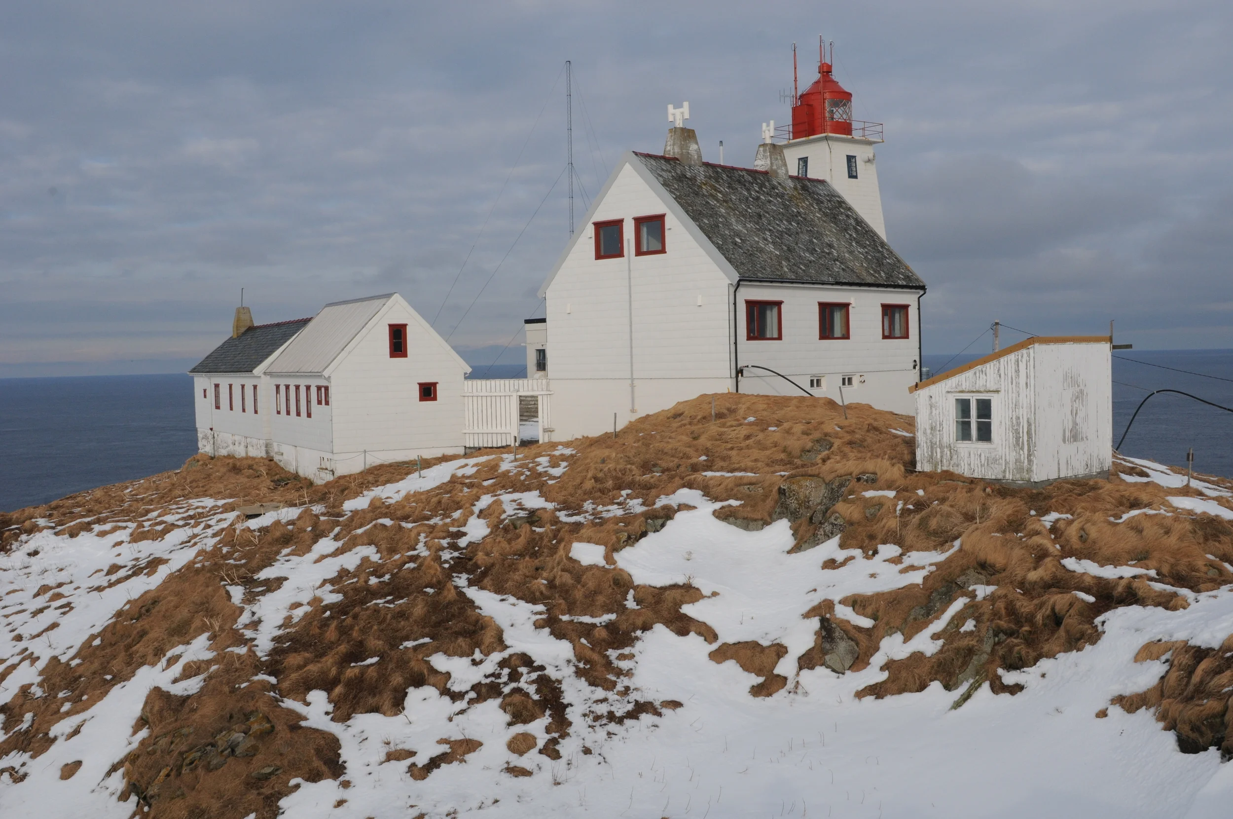 Lighthouse Keeper’s Cottage on Hornøya, the larger white building with the grey roof. Fantastic views over the Barents Sea stretch out across the horizon.