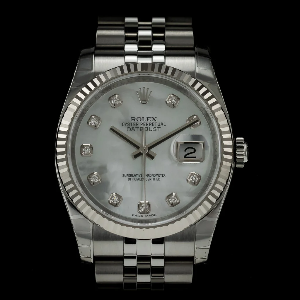 Rolex Datejust 36 ref 116234 original white mother of pearl diamond full set 2010