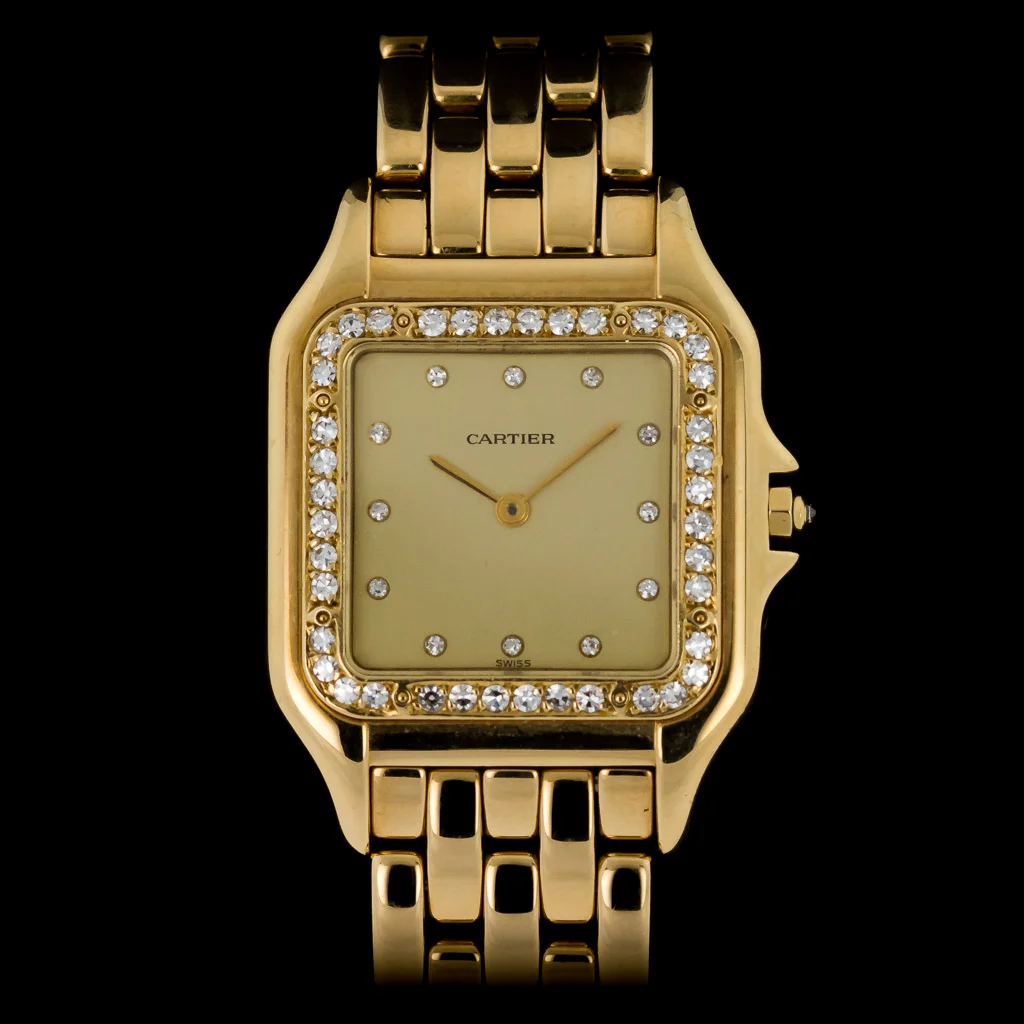 Cartier Panthere 18ct Yellow Gold Diamond Bezel Diamond Dial