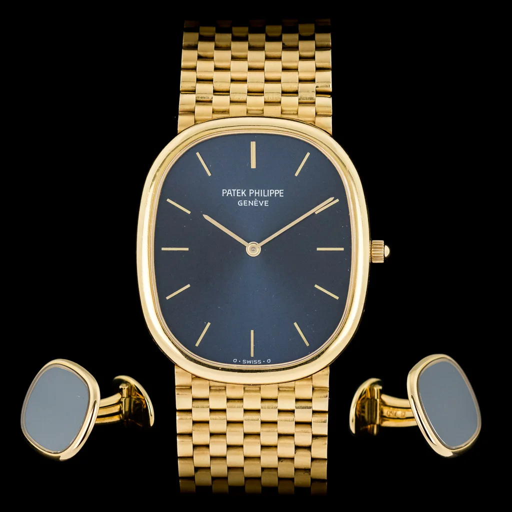 Patek Philippe 3738J 18ct Yellow Gold "Jumbo" Golden Ellipse with Cufflinks