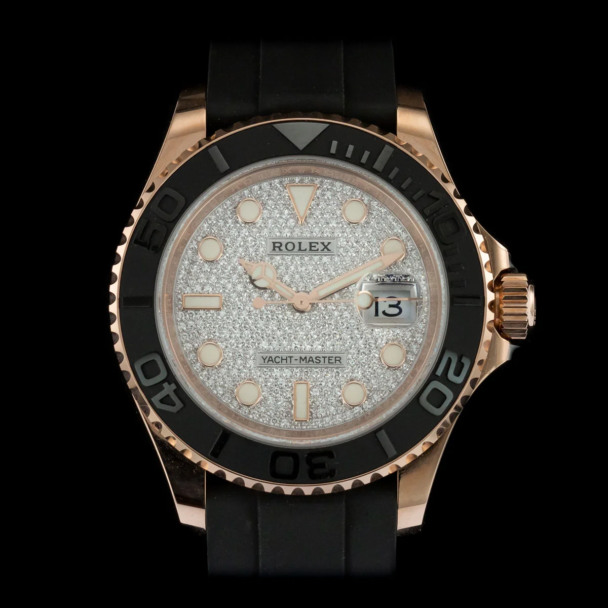 Rolex Yacht-Master 40 rose gold 116655 factory set Pave diamond dial 2018