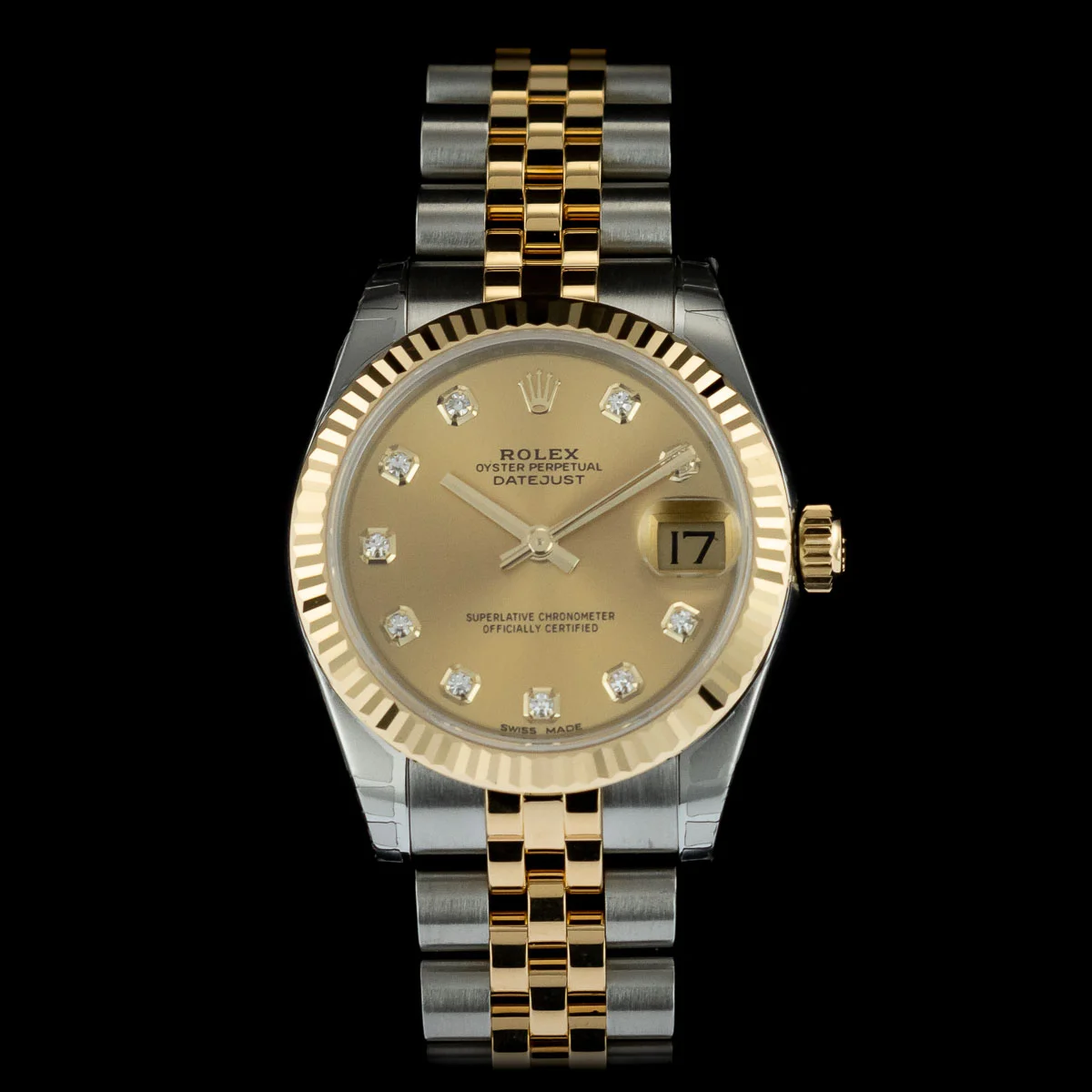 Rolex Datejust 31 ref 178273 champagne diamond 2018 full set