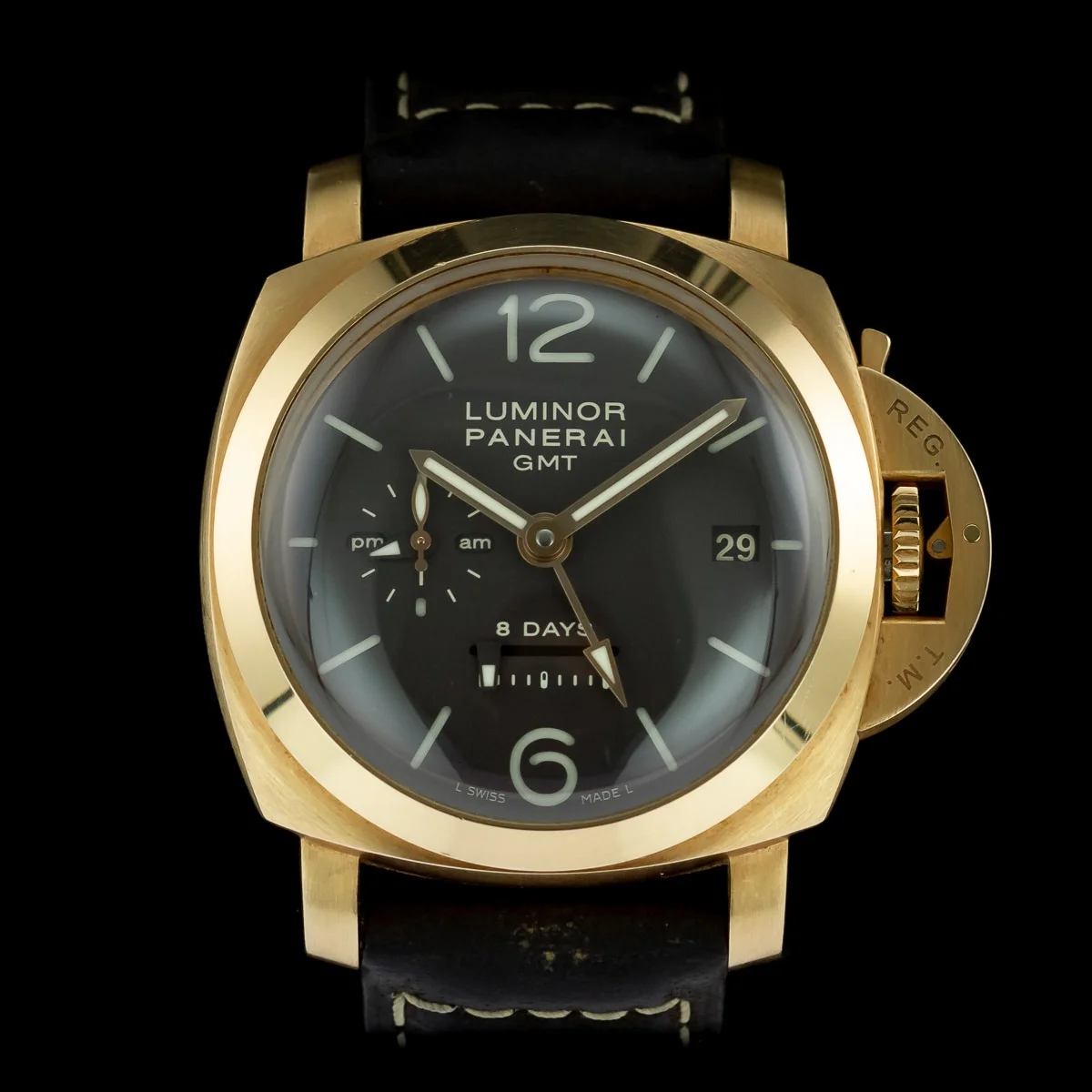 Panerai PAM00289 Luminor 1950 8 Days GMT Rose Gold full set 2013