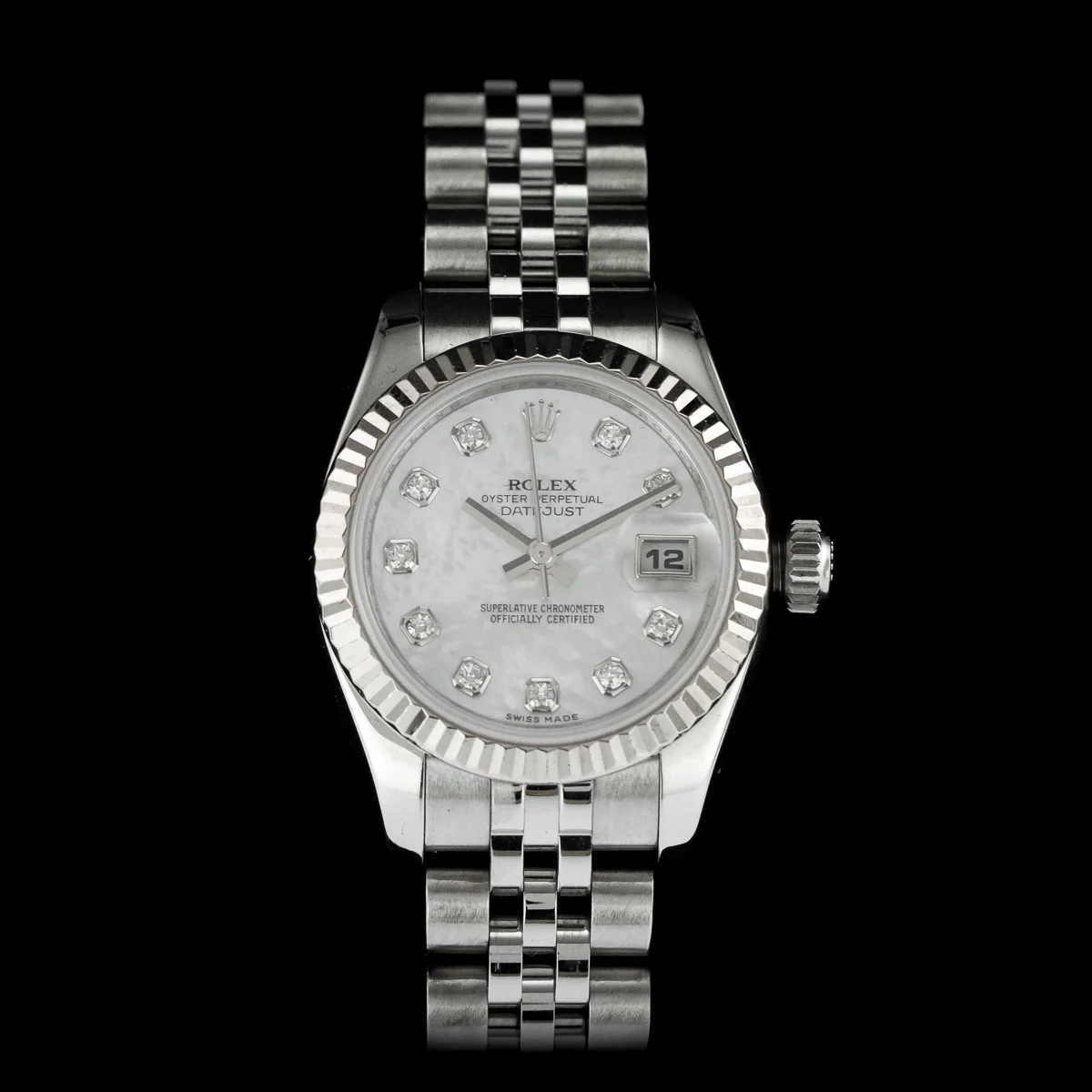 Rolex Lady-Datejust 26 ref 179174 White Mother of Pearl Diamond full set 2009