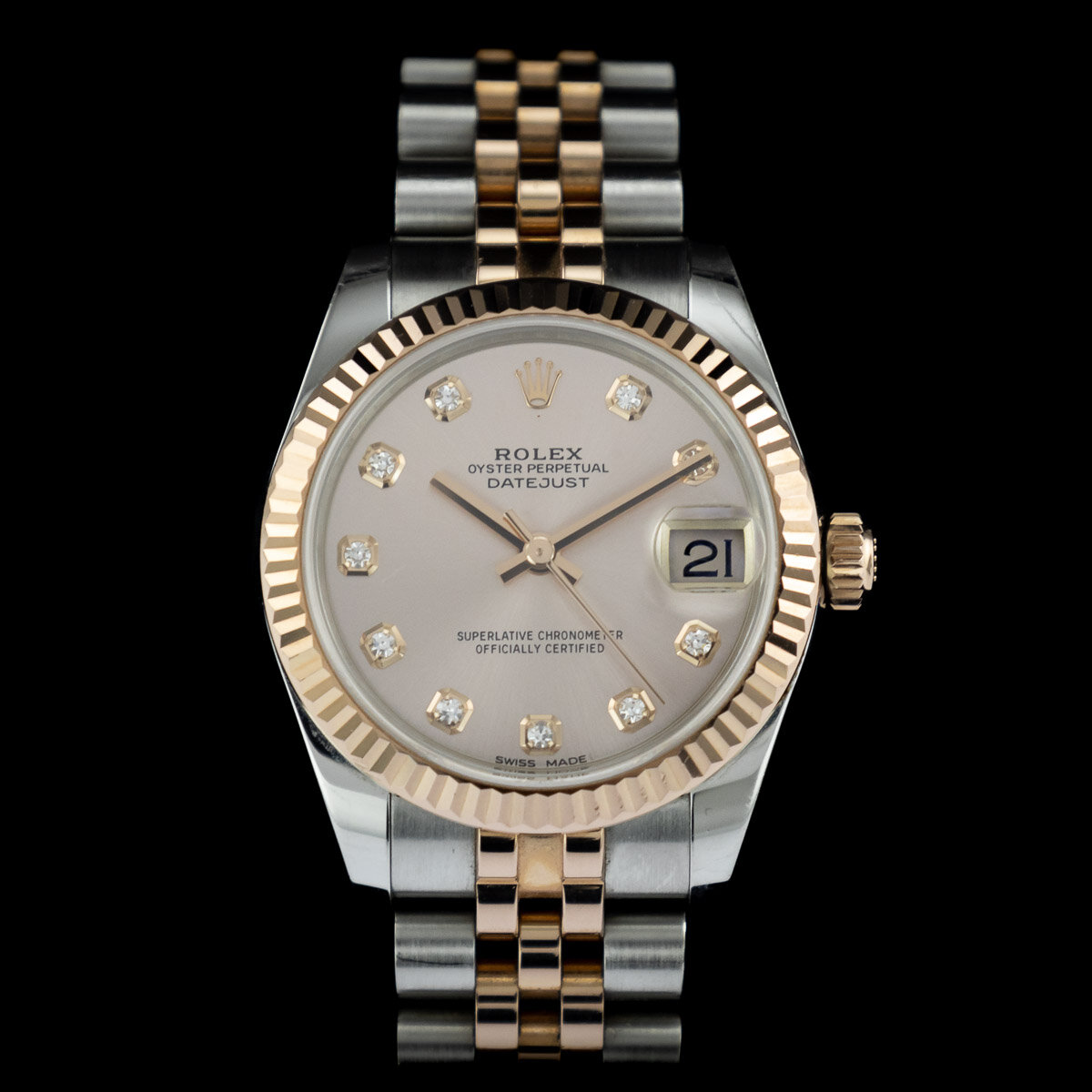 Rolex Datejust 31 ref 178271 pink diamond dial full set 2016 UK watch unpolished