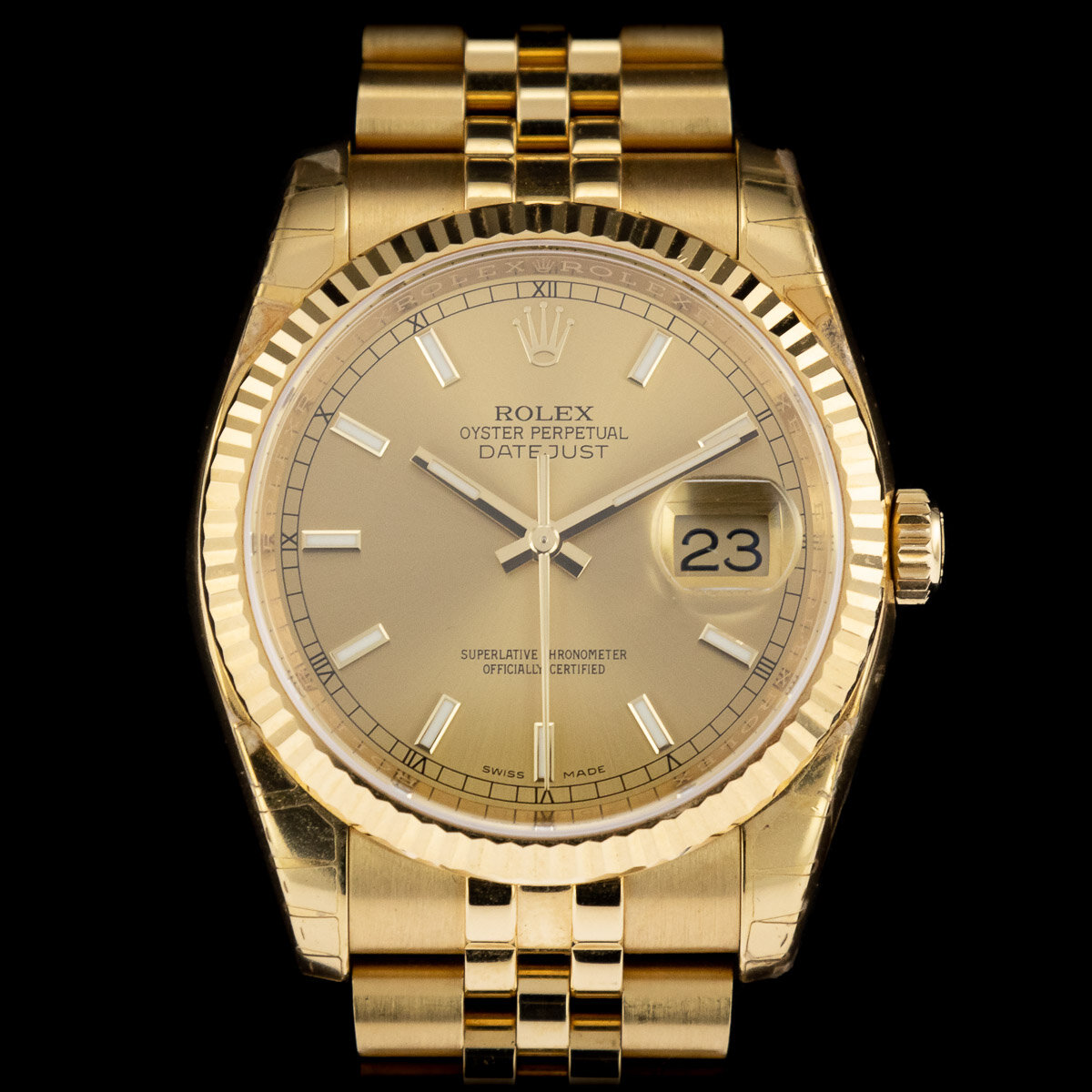 Rolex Datejust 36 ref 116238 18ct yellow gold UNWORN full set 2019