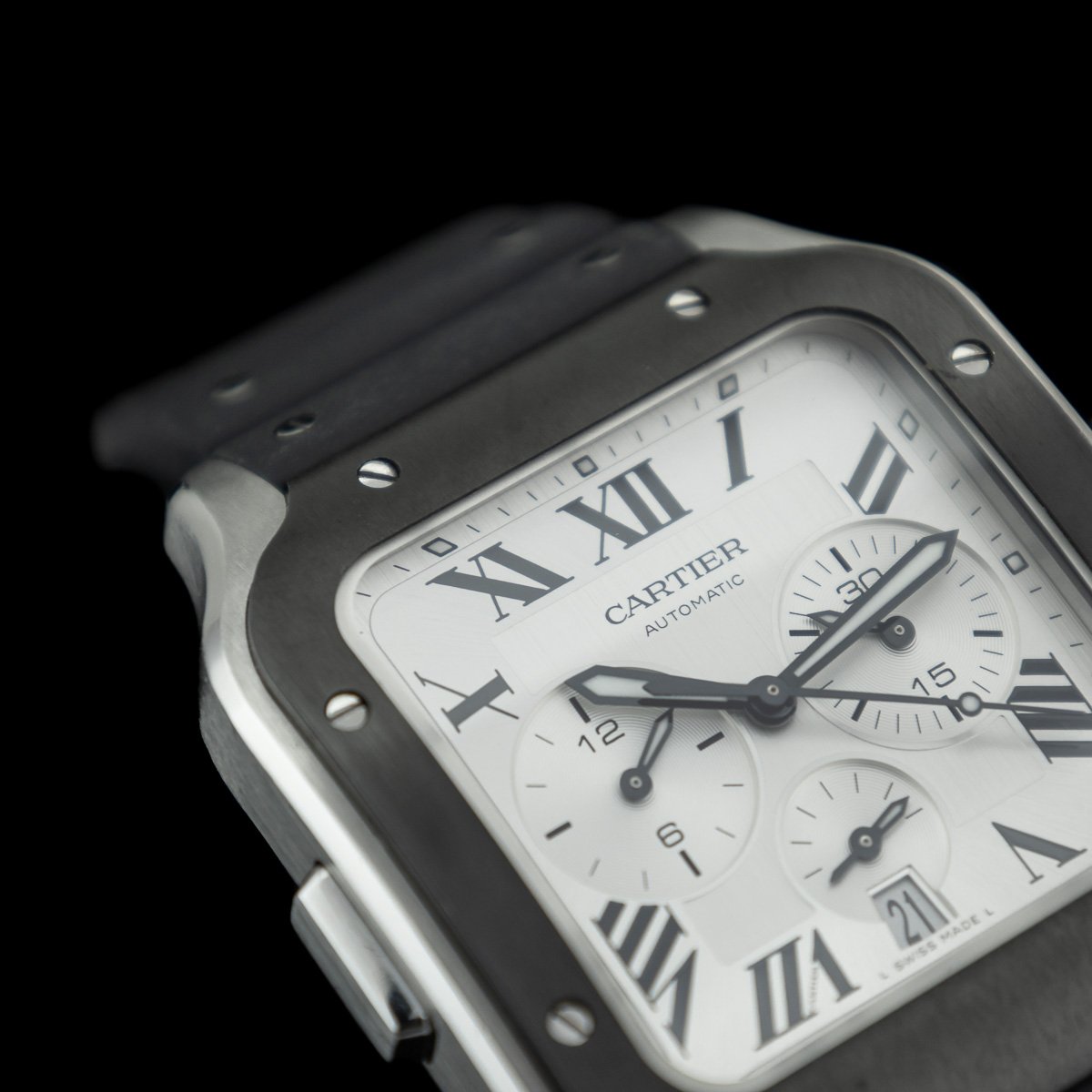 Regal Time — Cartier Santos Chrono XL WSSA0017 Black ADLC Steel 2019