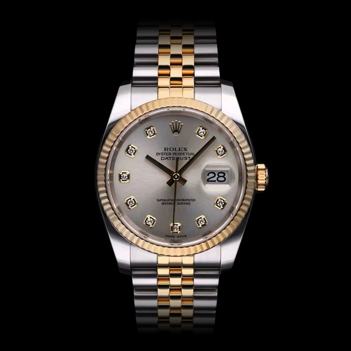 Rolex Datejust 36 116233 full set 2017 Silver Diamond on Jubilee