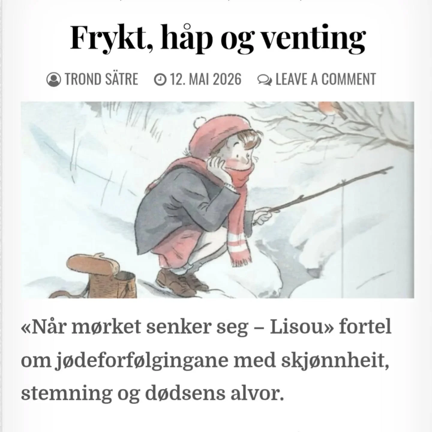 @serienett.no har anmeldt "N&aring;r m&oslash;rket senker seg -Lisou" 🤩

#Lisou #n&aring;rm&oslash;rketsenkerseg #holocaust #andreverdenskrig #tegneserier