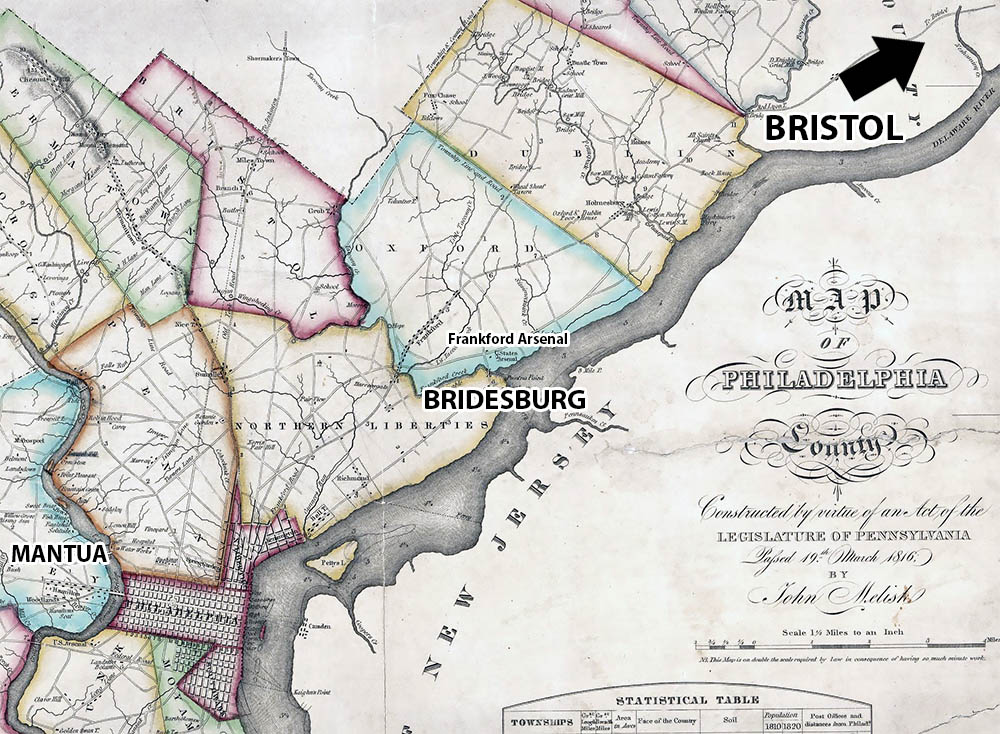 Philadelphia, 1819 with key places noted. Source: NARA