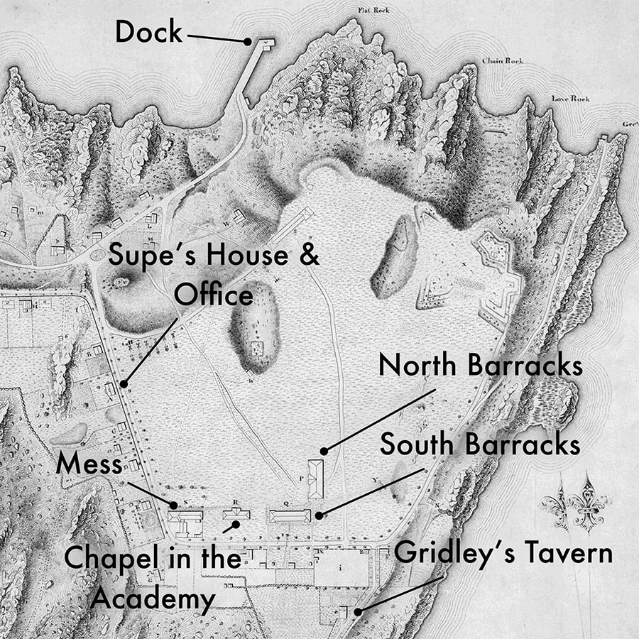 This map, a crop of an 1826 map by T.B. Brown, shows many of the locations mentioned by Church. Source: Library of Congress