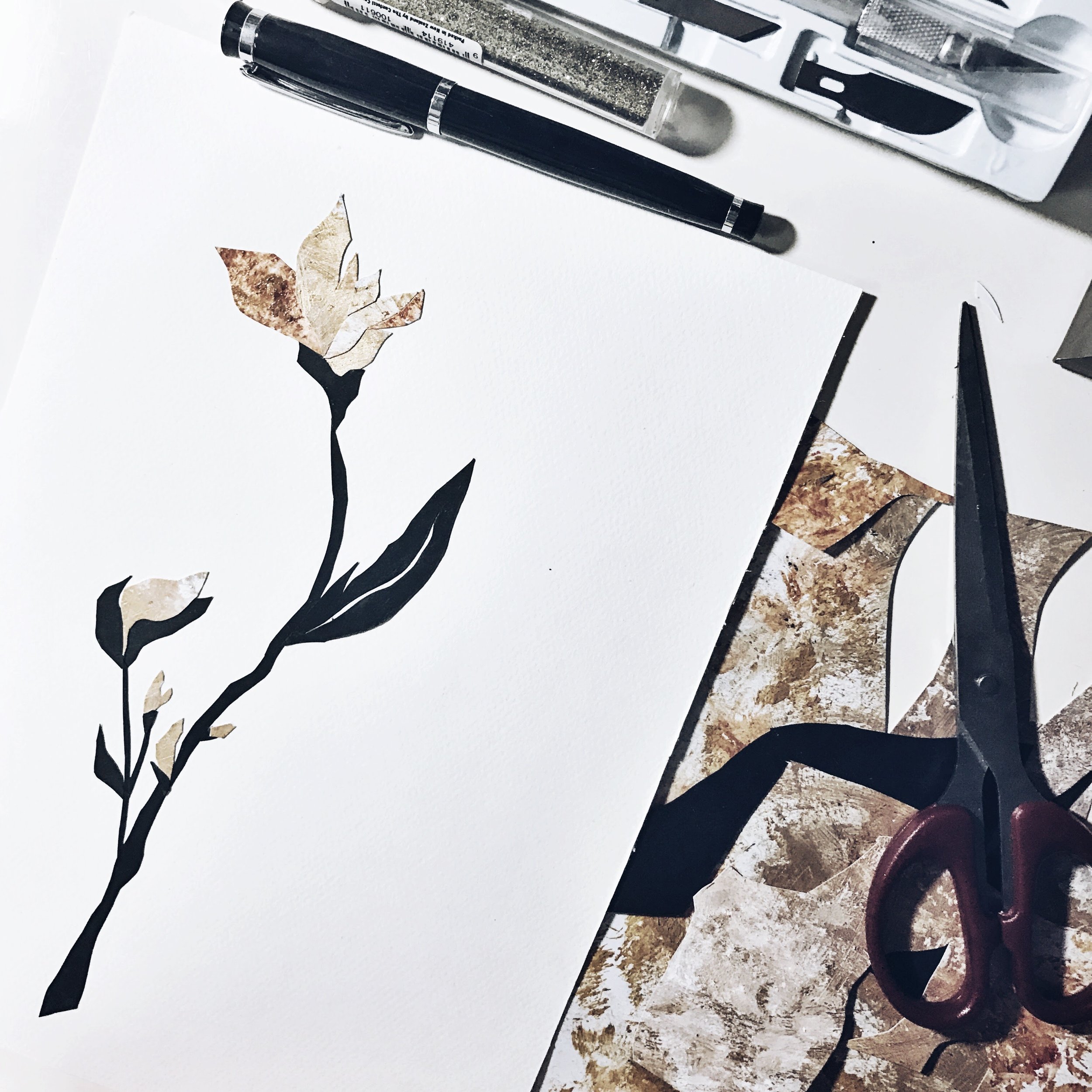  Illustration for a postcard series. Medium: collage with hand-painted papers. 