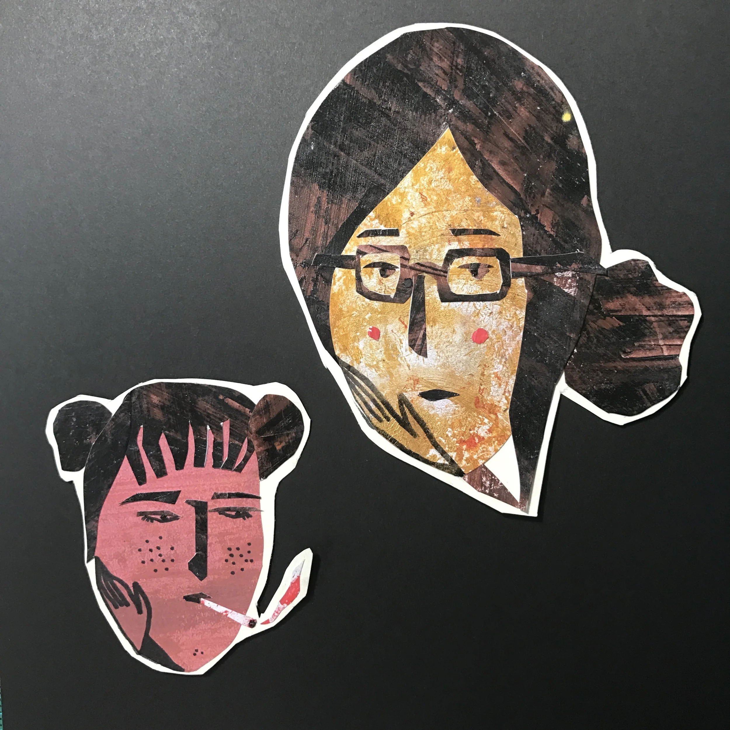  Characters design - Medium: collage and ink on papers.  