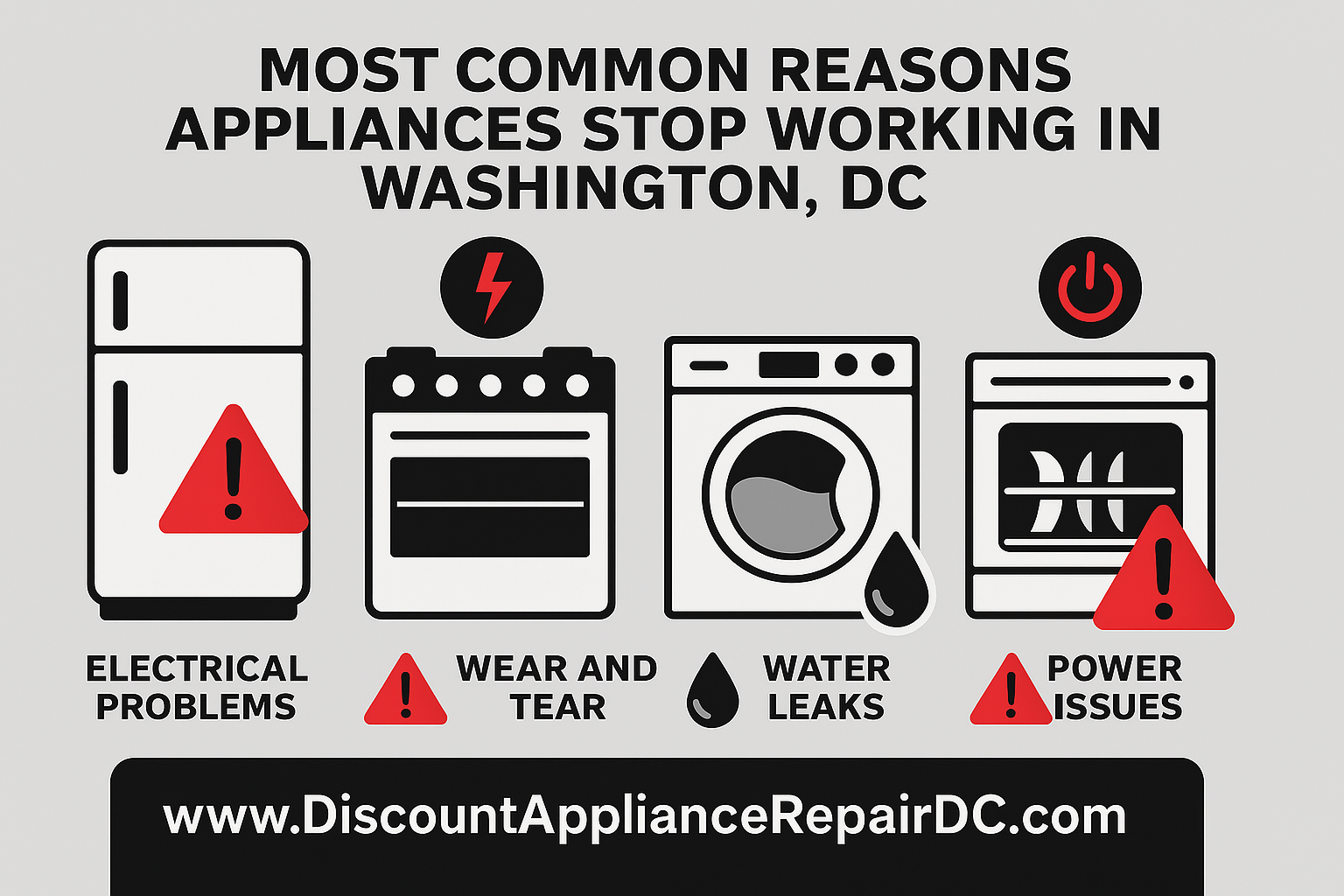 Most Common Reasons Appliances Stop working in Washington, DC