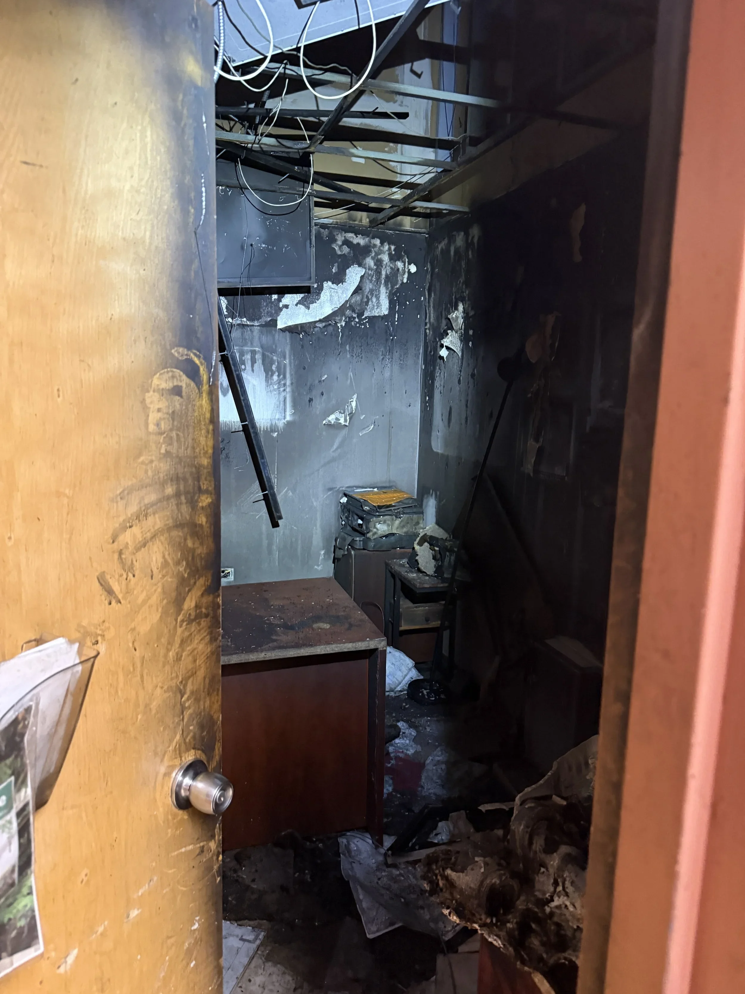 A look behind the door where the fire was contained. 
