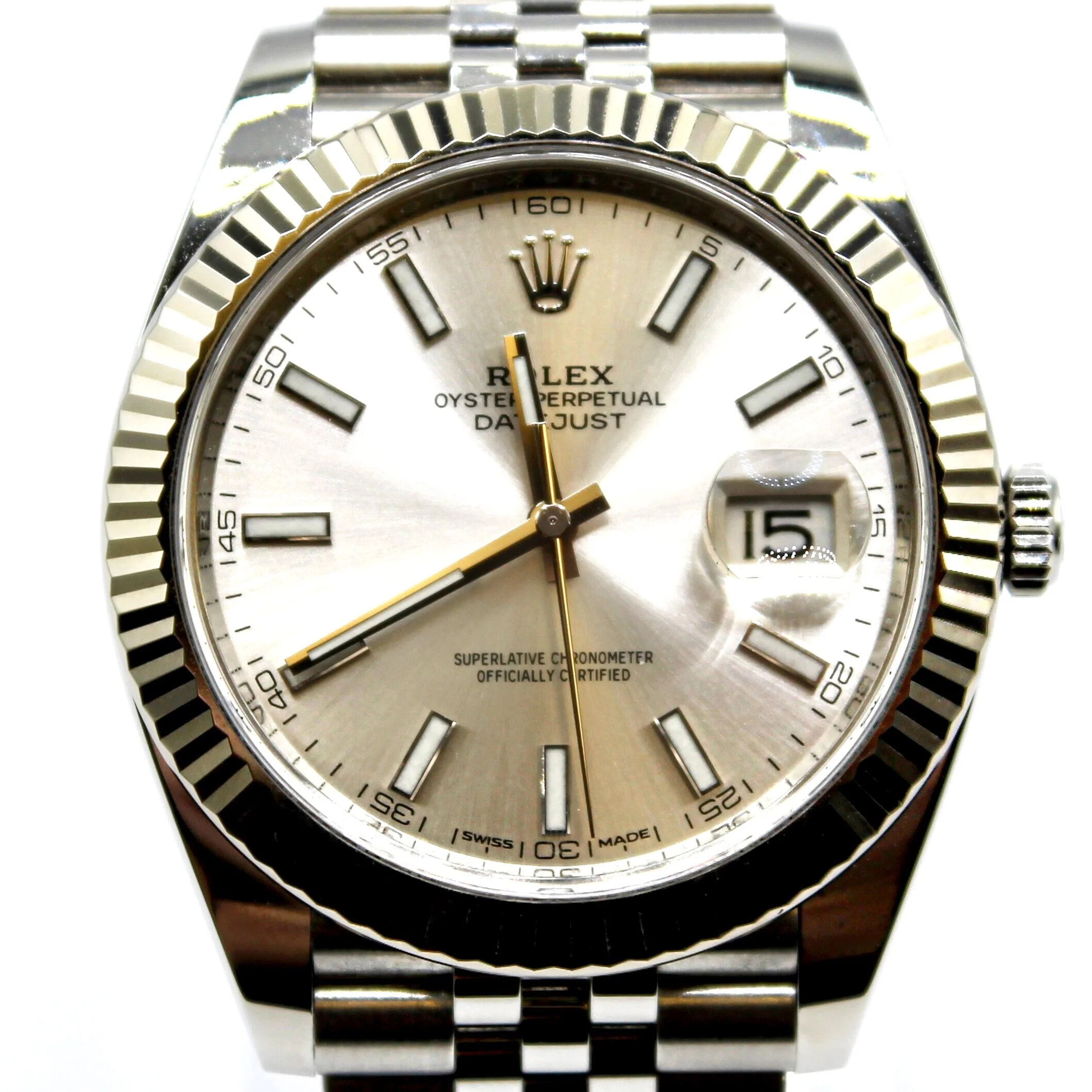 Rolex Datejust Silver Dial Fluted Bezel 