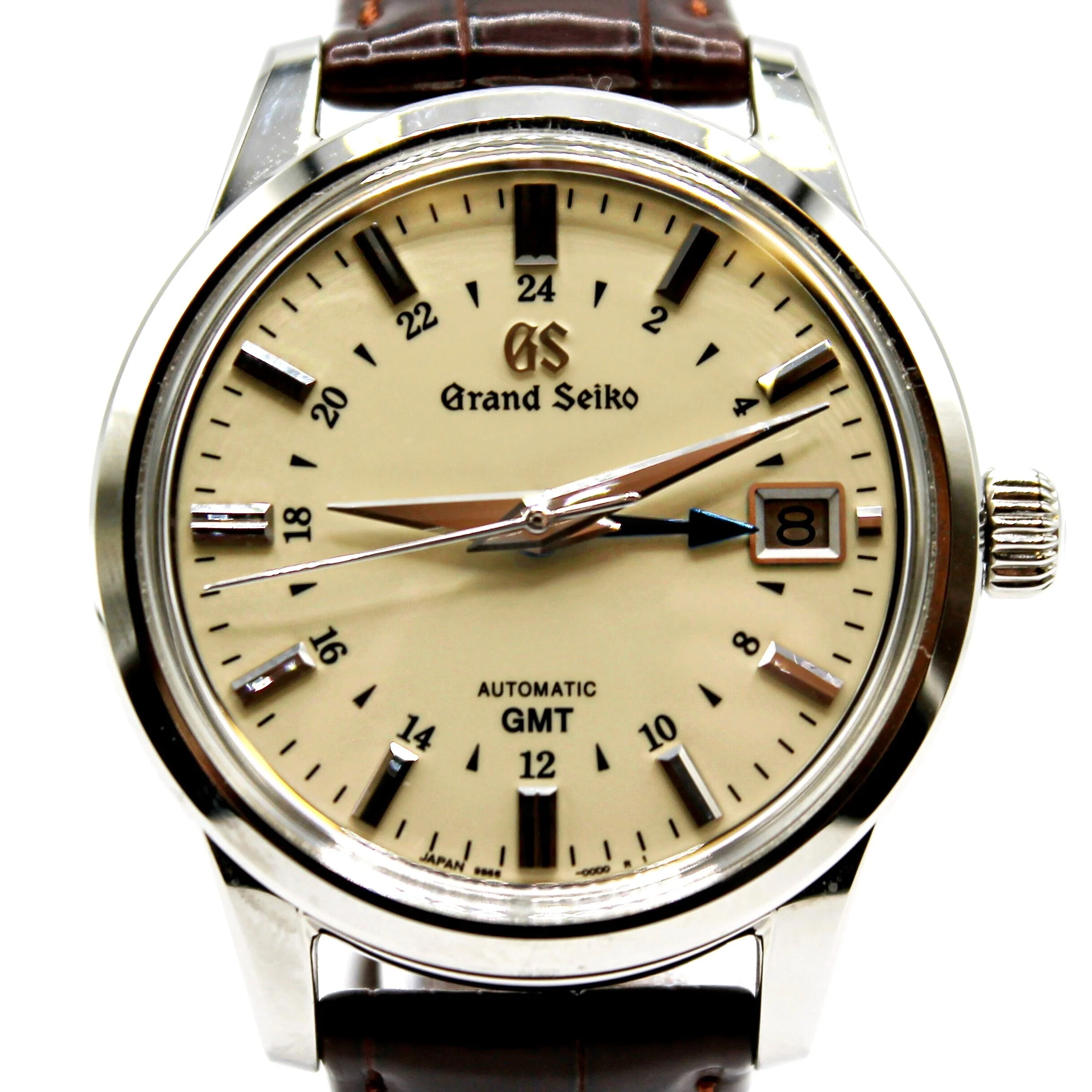 Grand Seiko Snowflake GMT Cream Dial Alligator Strap 38mm — Huffords Jewelry