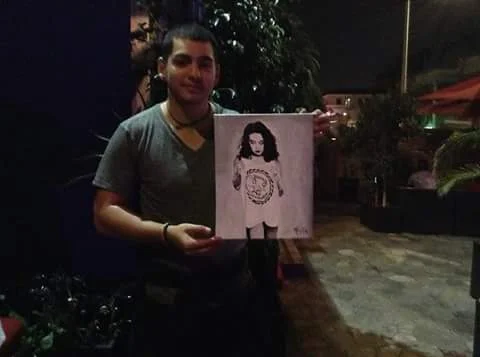 The commission artwork piece request portrait painting that I had made and SOLD to this guy. That I met in Santa Monica, CA on the pier. 