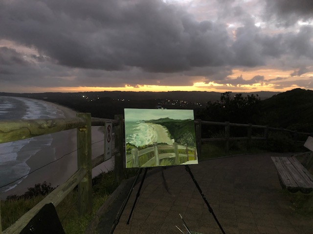 The finished painting project of the Byron Cape conversation view/Tallow Beach at Byron Bay, NSW