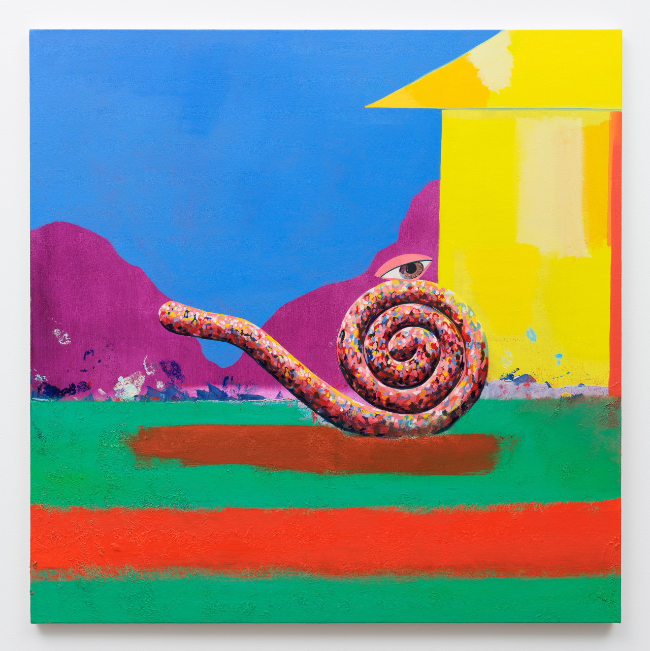   Untitled, Sausage-yes , (Sprial), 2015  Oil on canvas  40 x 40 inches&nbsp; 