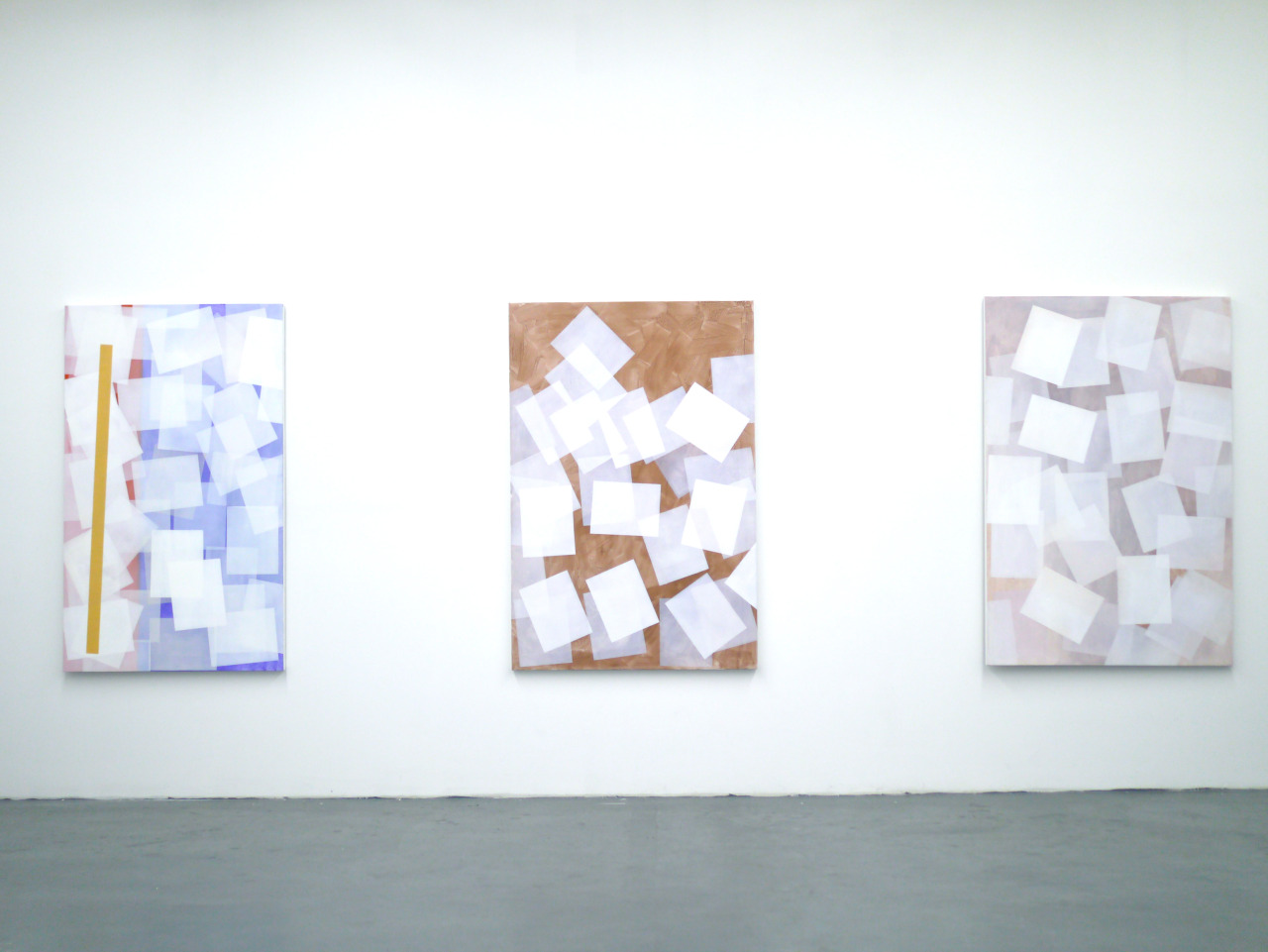  From the series  Paperwork  ,  2013-  Oil on canvas&nbsp;  each 36 x 60 inches&nbsp;  Right: Soho House Collection, Istanbul  Center: Private Collection, New York 