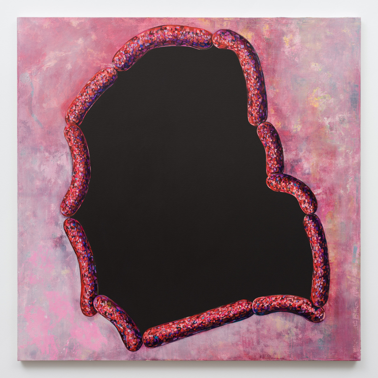   Untitled, Sausage-yes , (Hole I), 2015  Oil on canvas  40 x 40 inches&nbsp; 