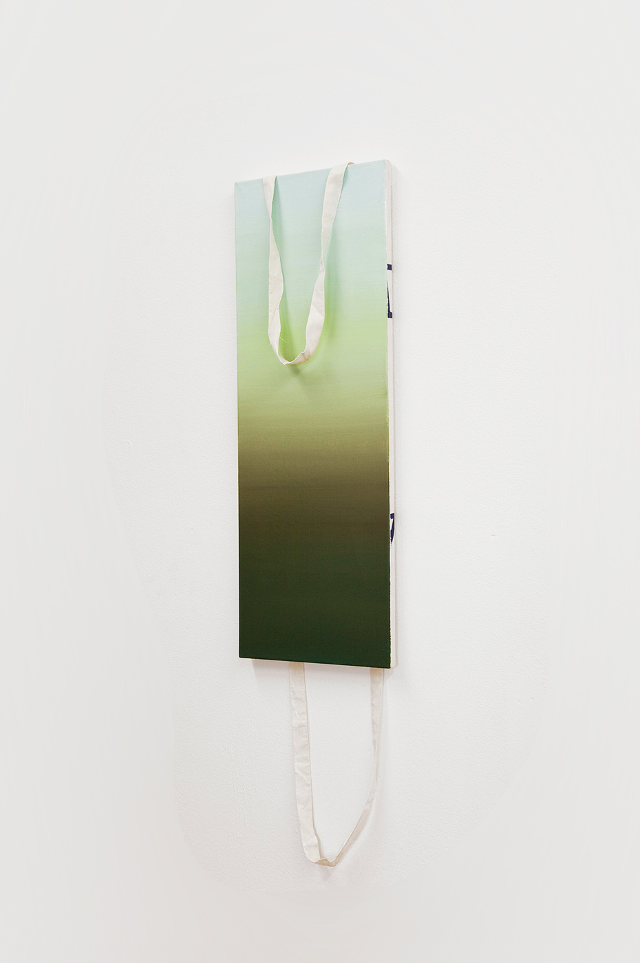    Untitled, (Tote Bag Gradient) , 2015   Oil on stretched and prepared muslin tote bag  Safavi Collection, Geneva 