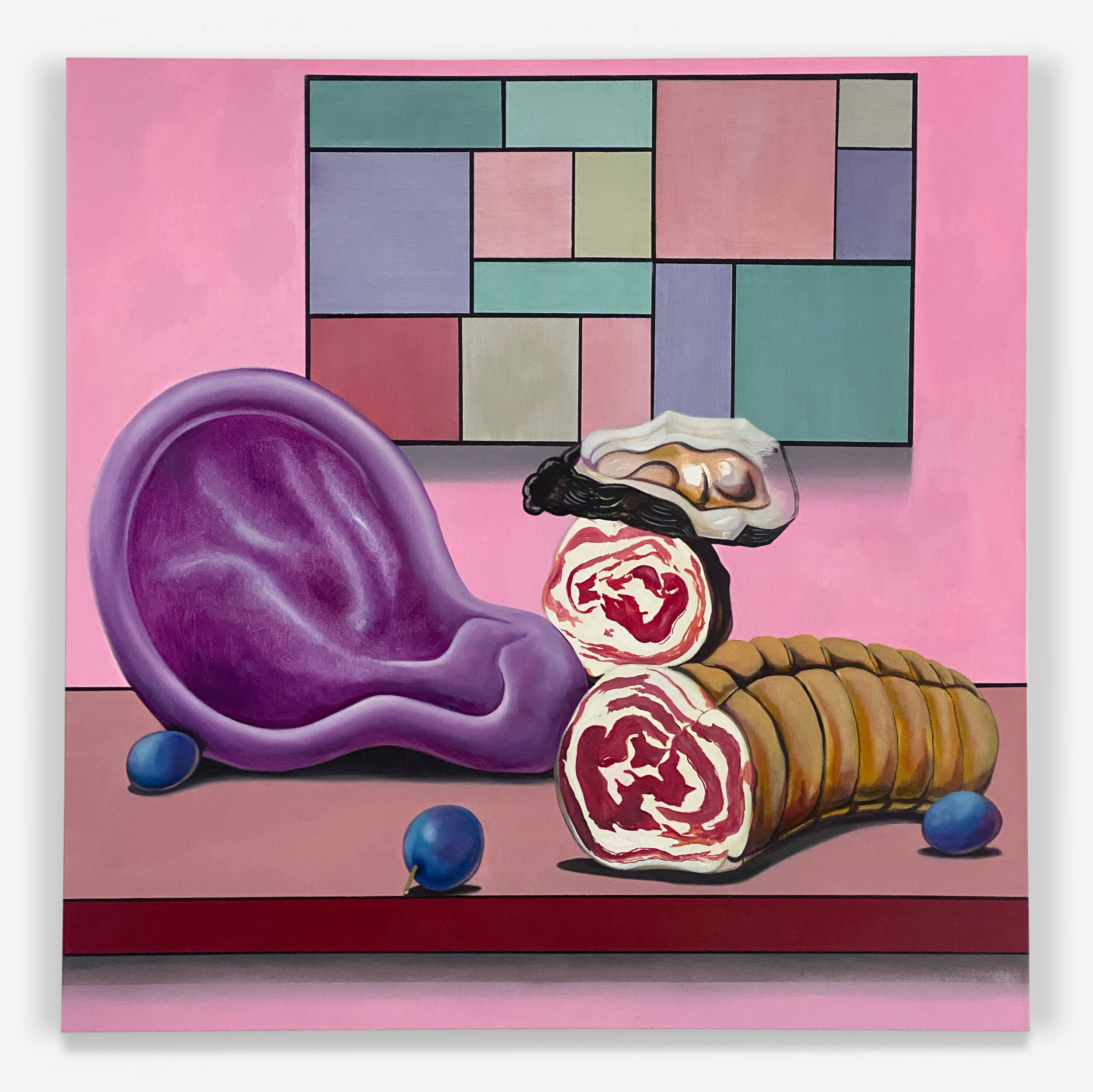    Untitled (Pancetta) , 2020   Oil on canvas  101.6 by 101.6 cm (40 by 40 in.)  From the series  L’oreille, c’est une zone érogène   (studio) 