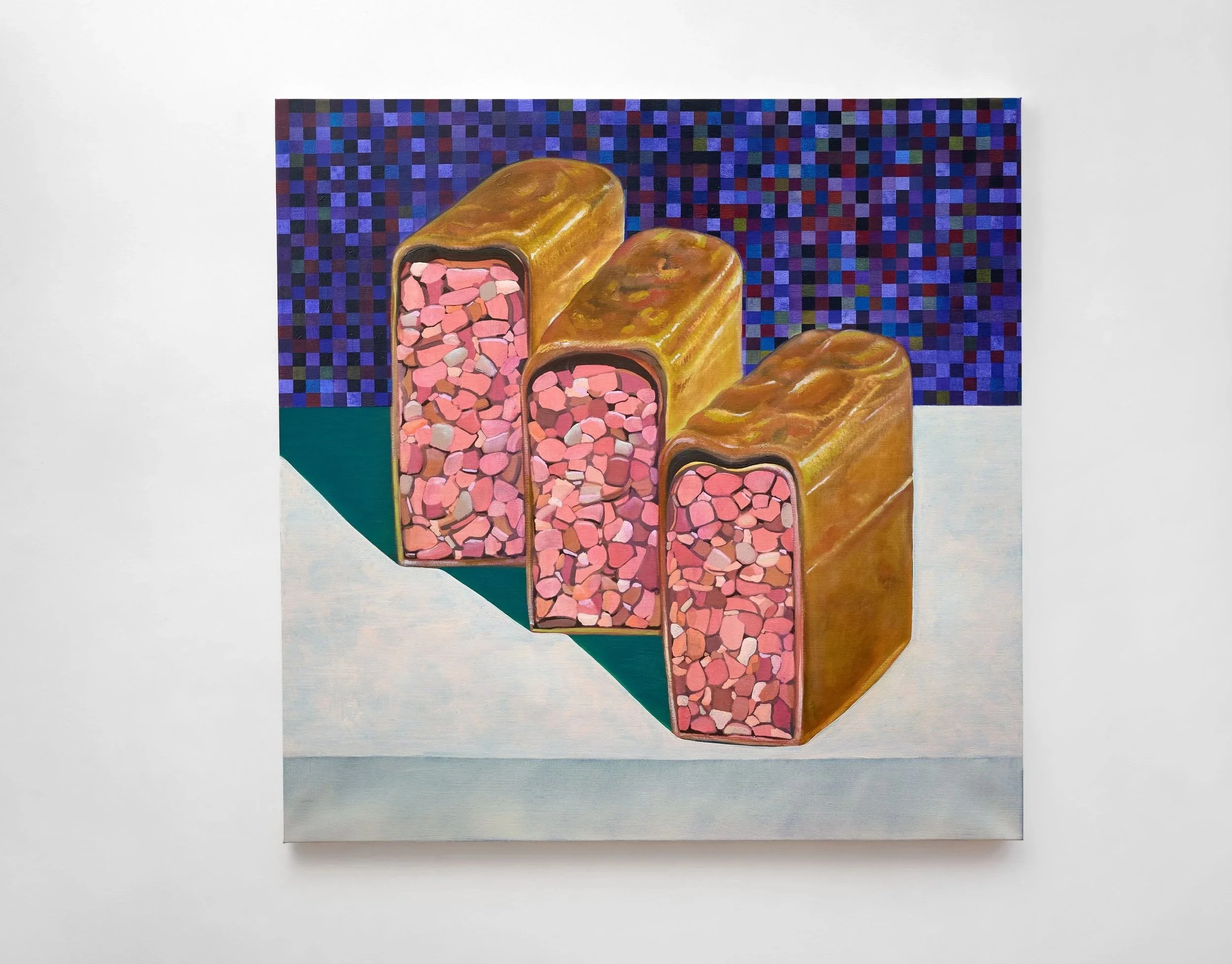   Untitled, Pâté en croûte I,  2025  Oil on linen  40 by 40 in. (101.6 by 101.6 in.)  (studio) 