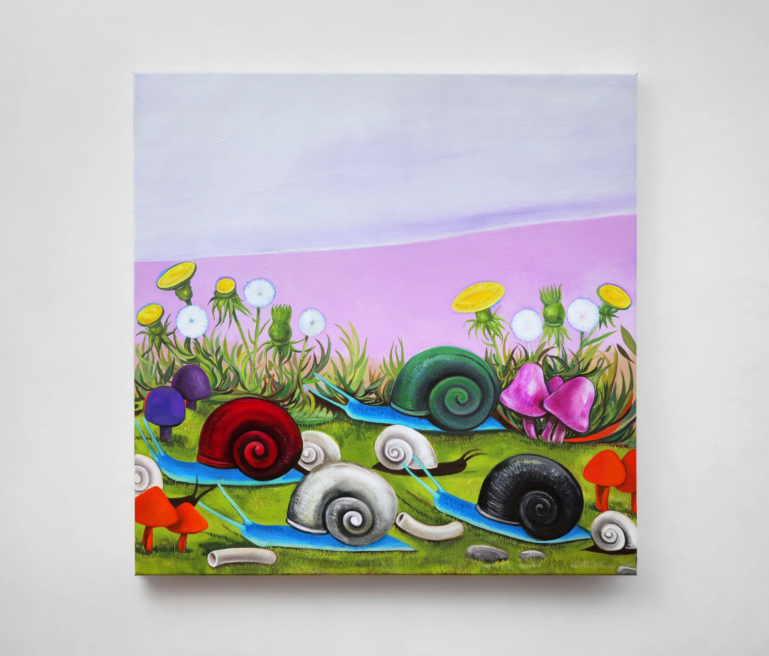   Untitled, Snail Landscape , 2025  Oil on linen  30 by 30 in. (76.2 by 76.2 cm)  Private collection, Los Angeles   