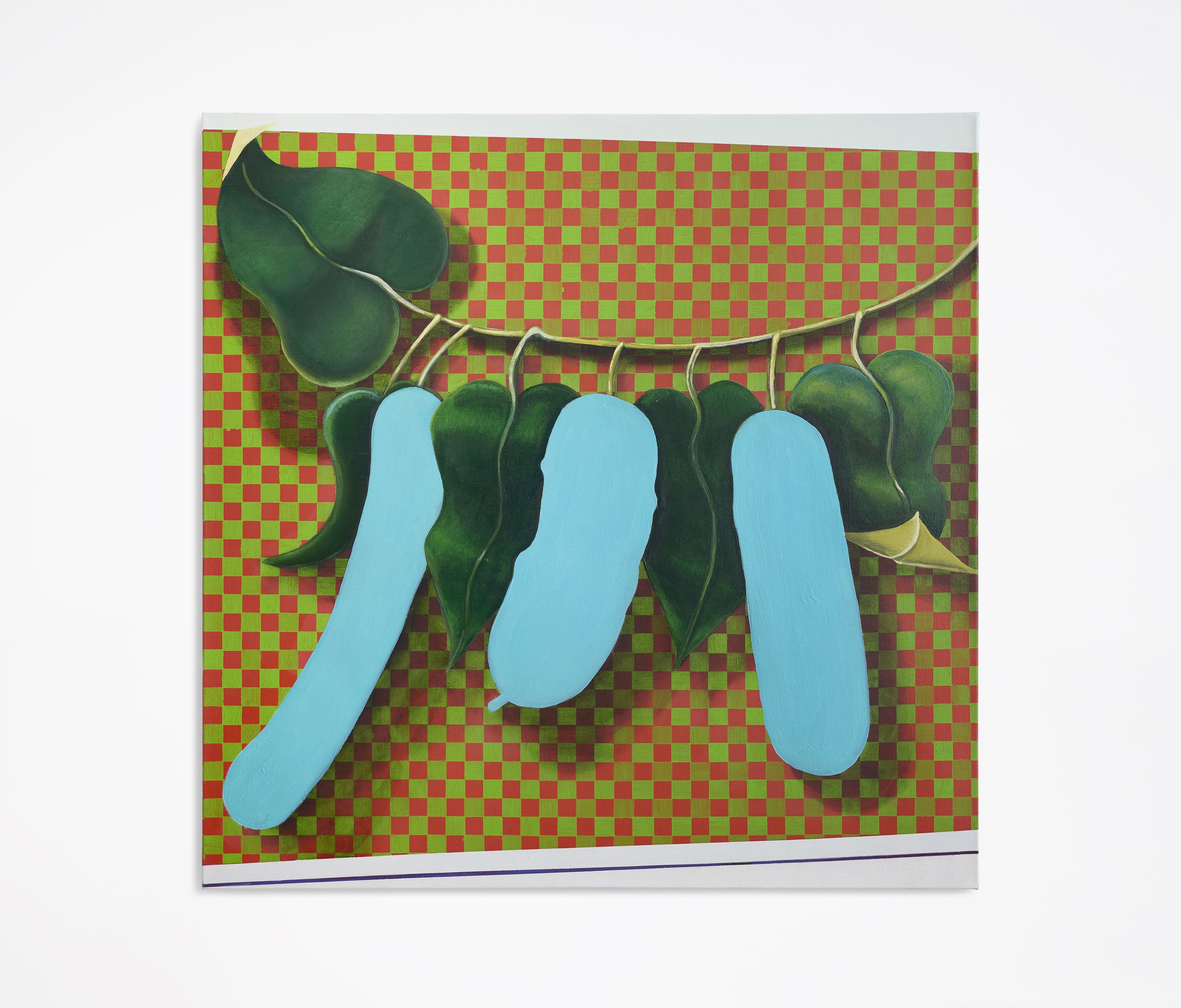   Zucchini II , 2025  OIl on linen  76.2 by 76.2 cm (30 by 30 in.)  (studio) 