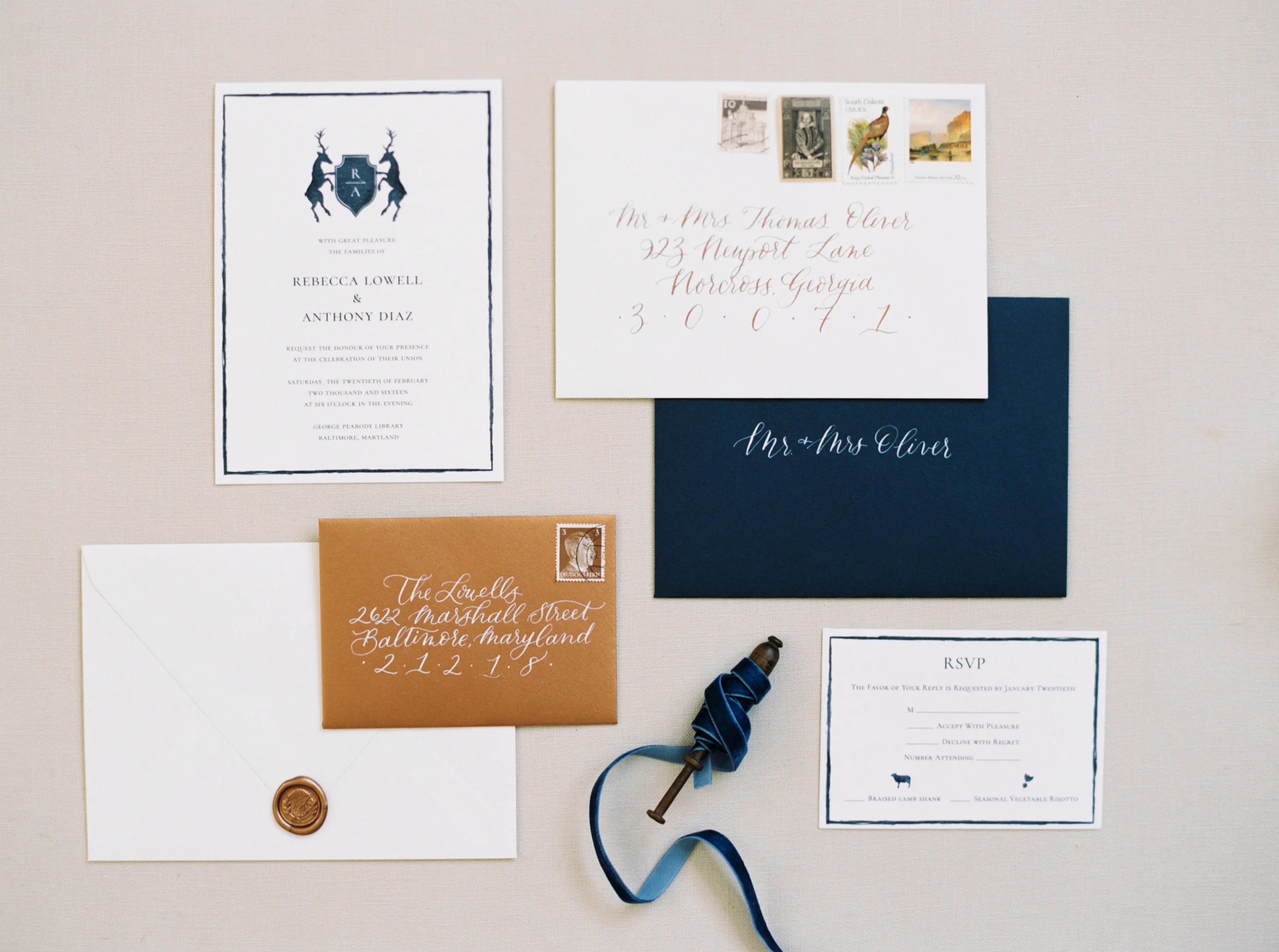 Foxhare Designs Bespoke Wedding Suite with custom crest