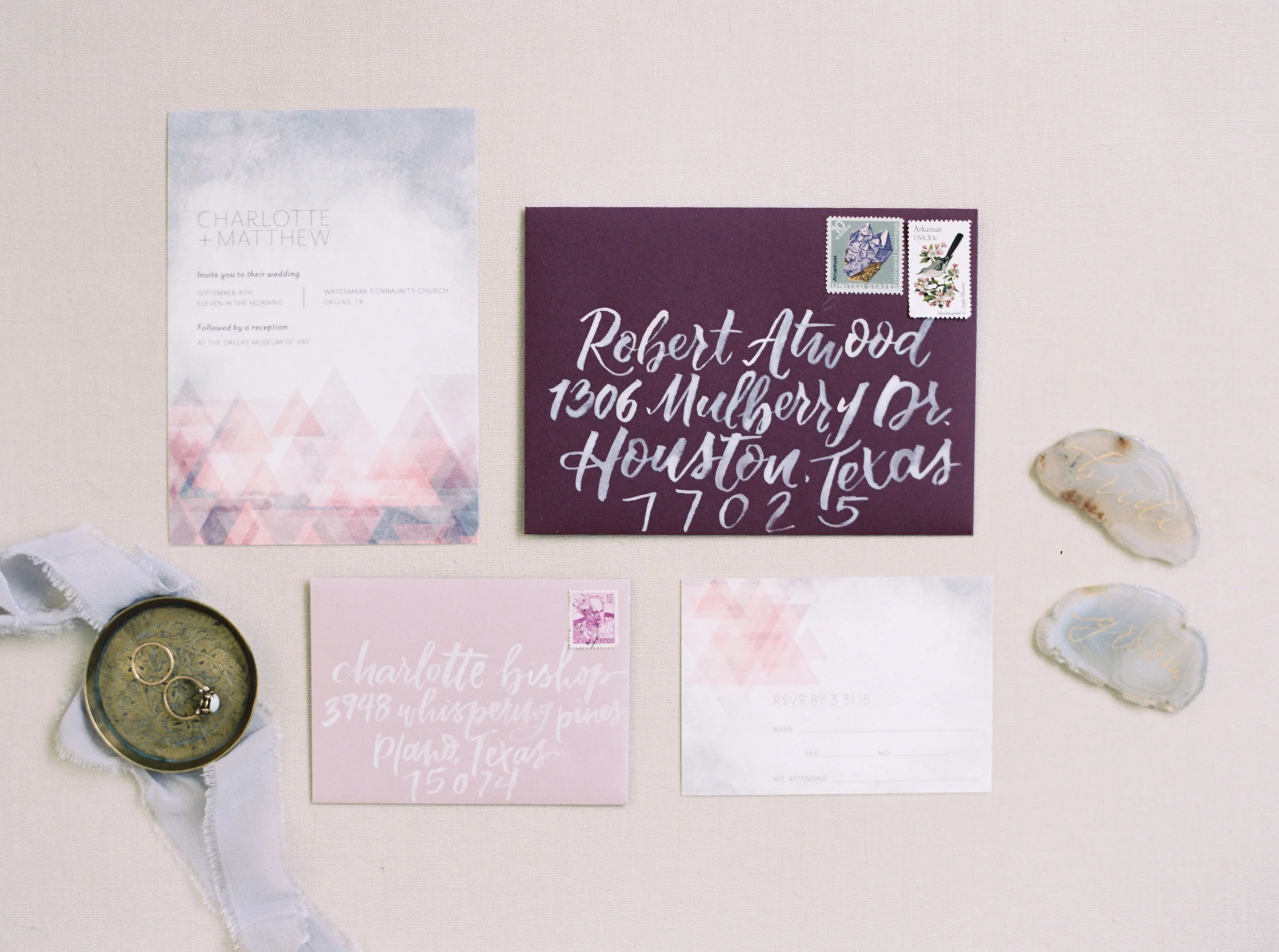 Foxhare Designs Bespoke Wedding Suite with custom illustration