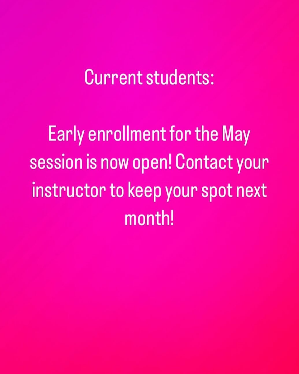 That's right! If you are currently taking Aviary classes, you can enroll in the next session before general enrollment opens! Contact your instructor for more info!!