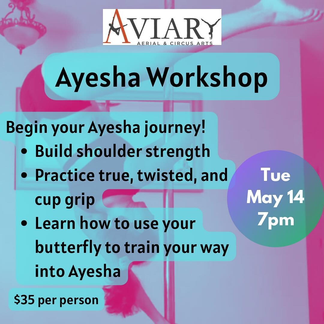 Workshop alert ‼️
We&rsquo;re holding an Ayesha workshop on Tuesday 5/14 at 7pm. Ready to work on this exciting move? Sign up is open!