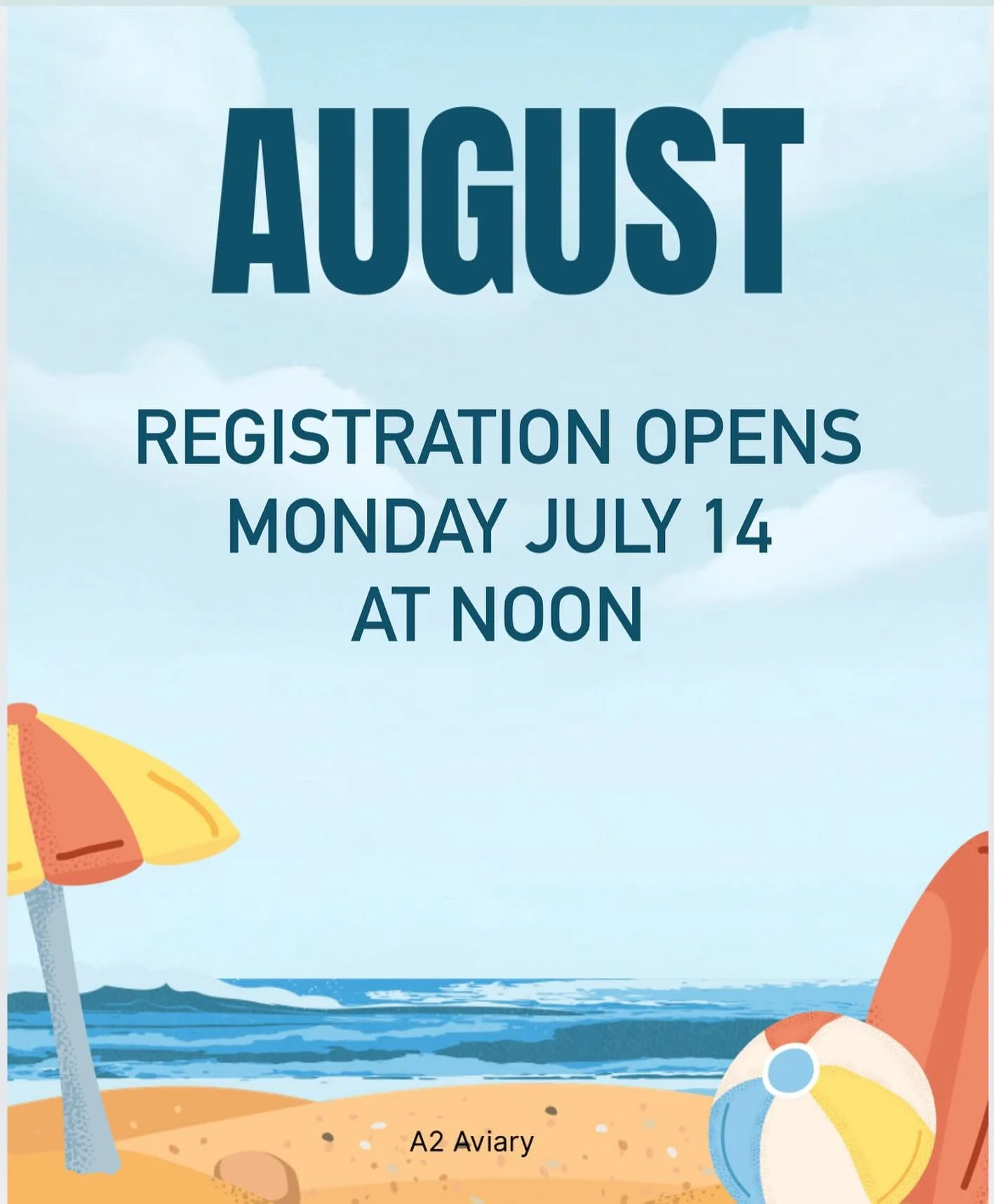 Registration opens Monday at noon for August 4 week series!