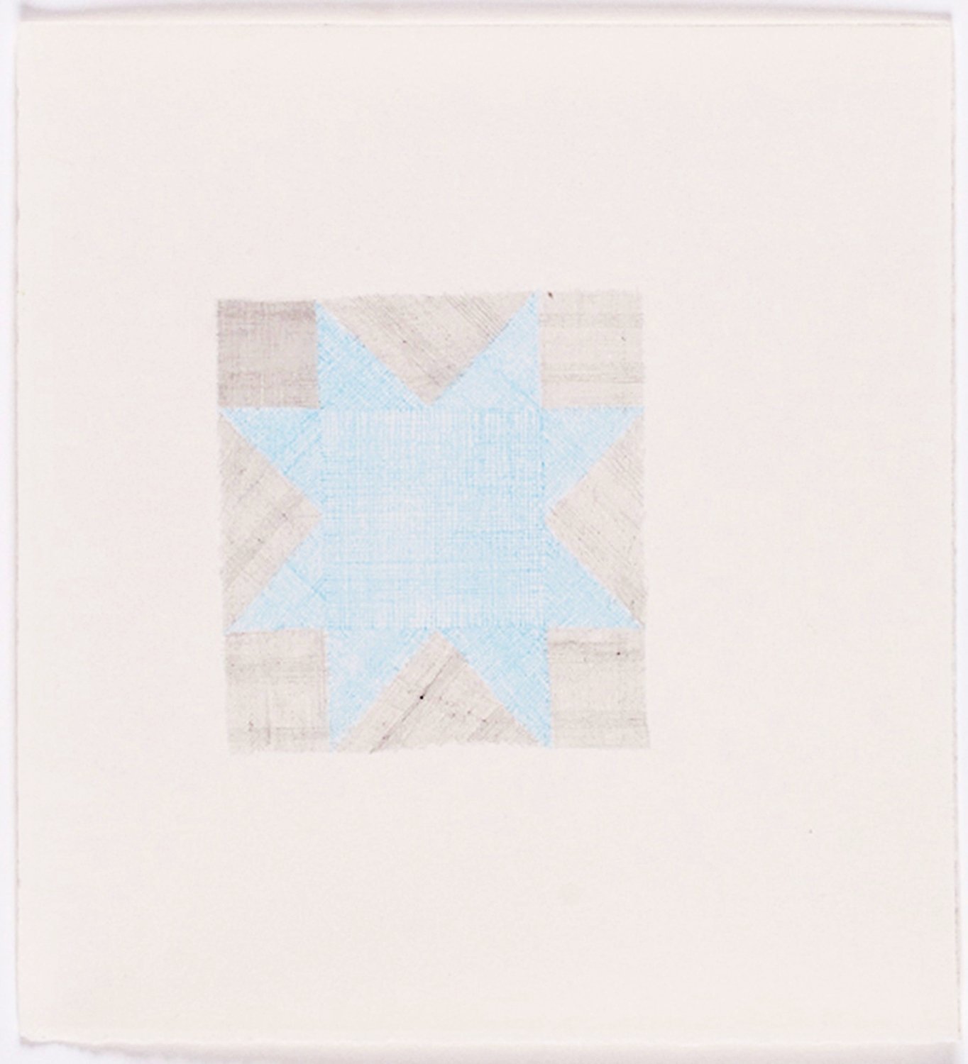  Quilt Square in Blue. 2009. Color Pencil on Paper. 14" x 13" 