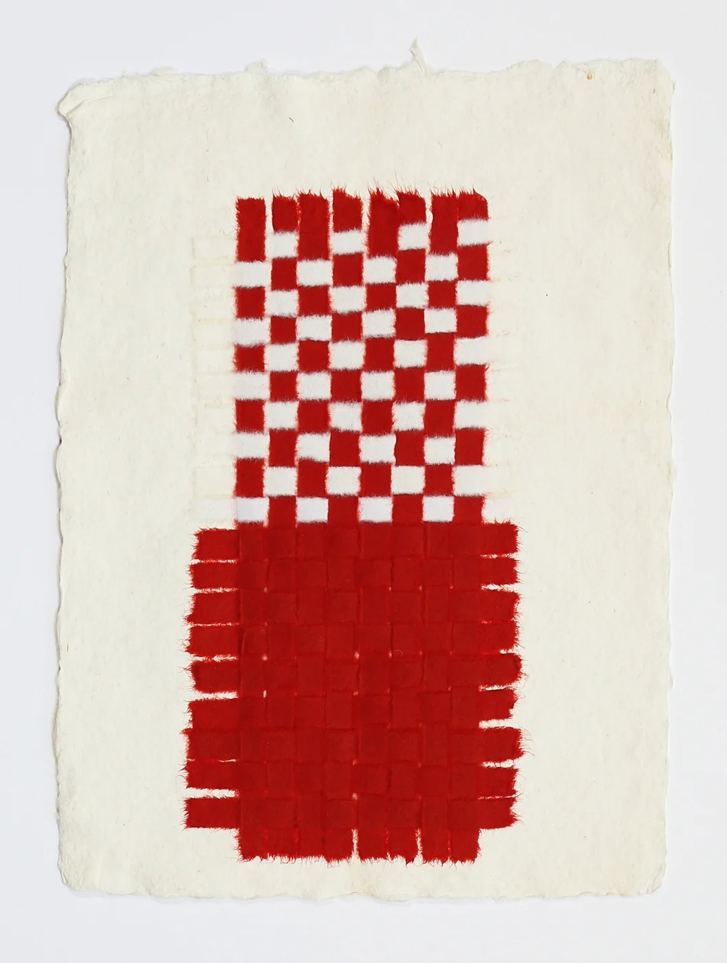 Red and White Weaving. 2015. Paper, Glue and Dye. 13" x 10"