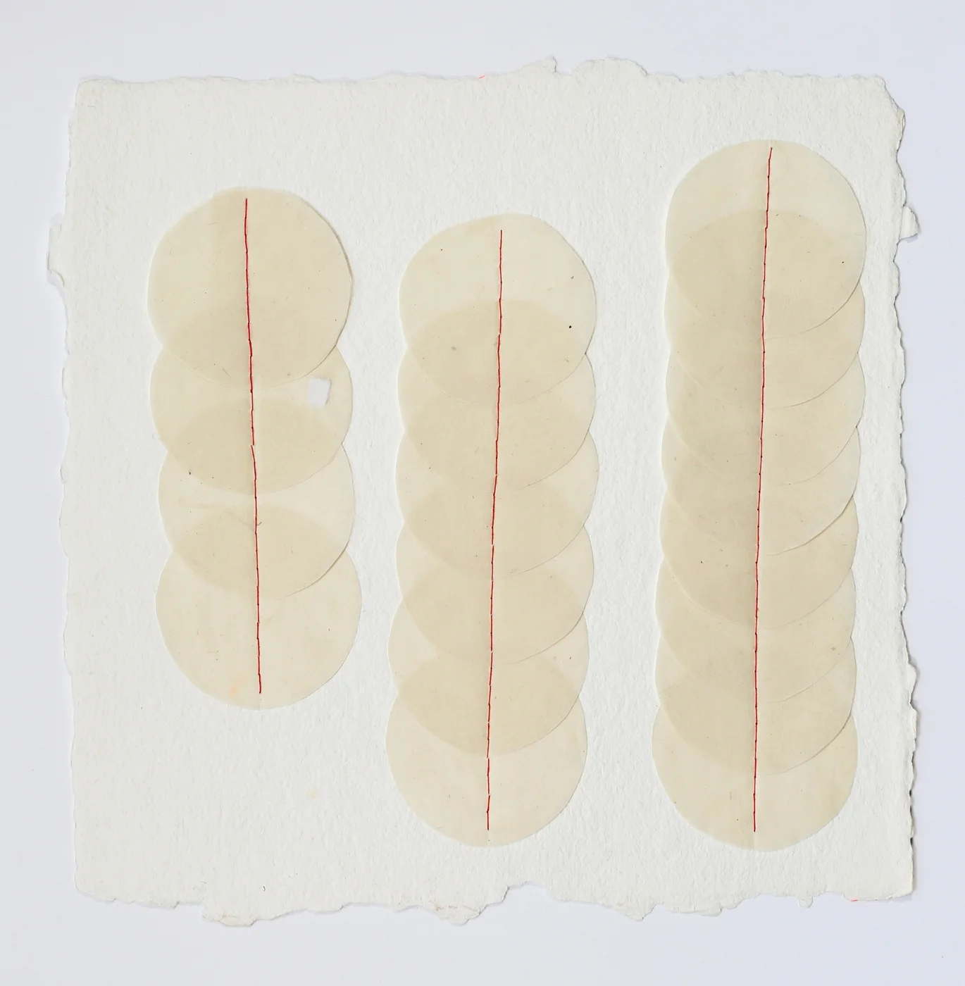 Three Columns. 2015. Paper and Thread. 12" x 12"