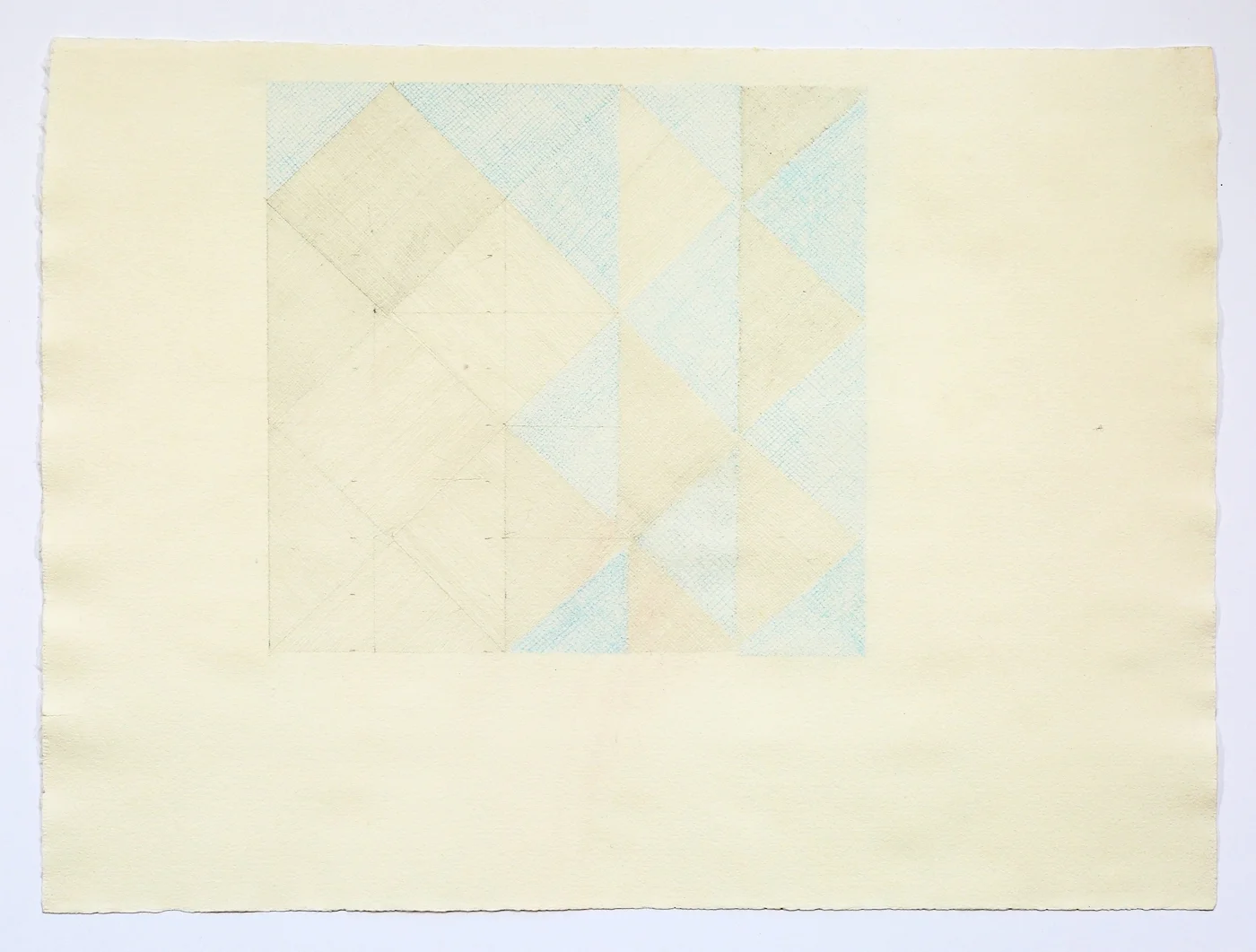 Blue and Grey Quilt Square. 2015. Pencil and Colored Pencil. 11" x 17"