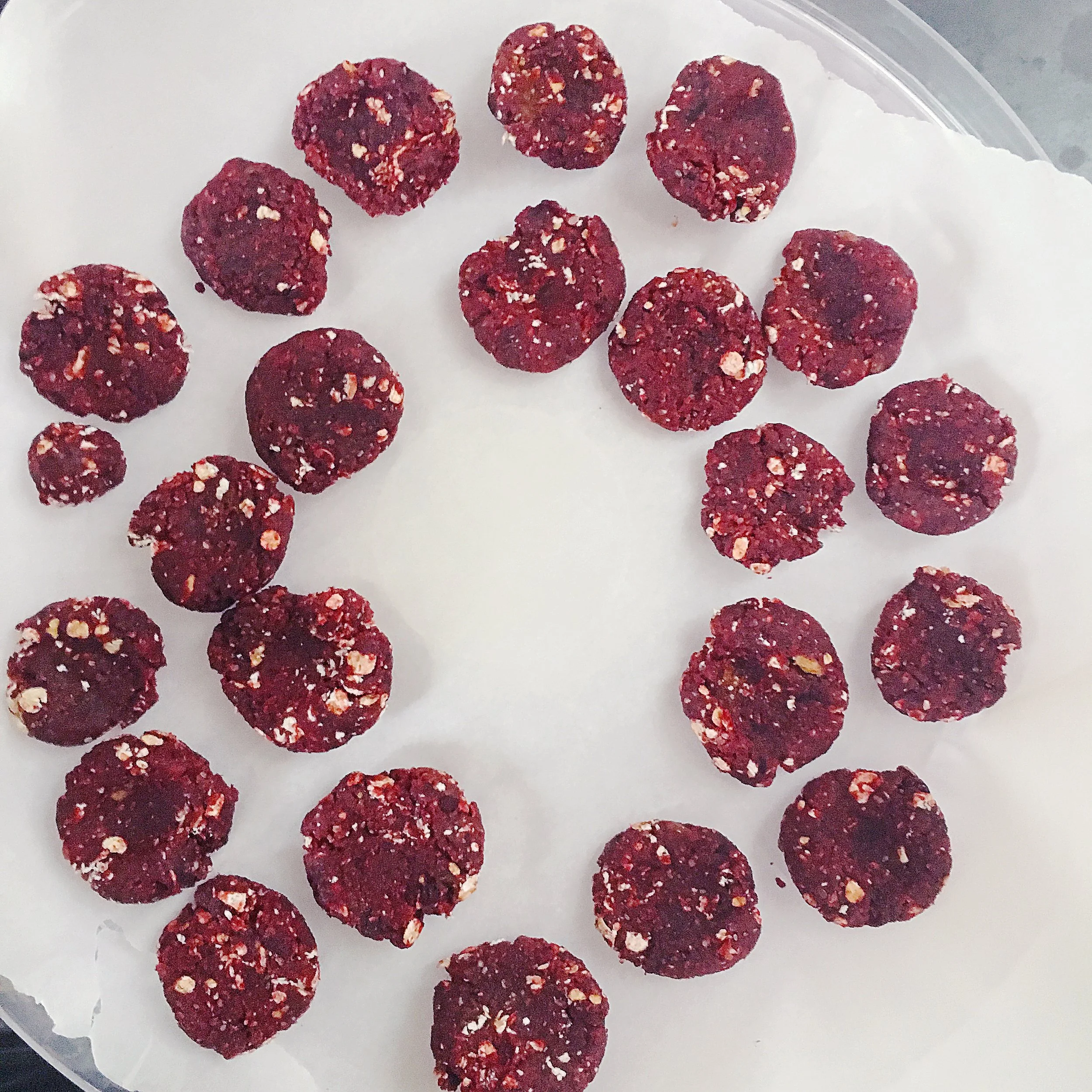 Beets, some oats (unground) almond flour etc
