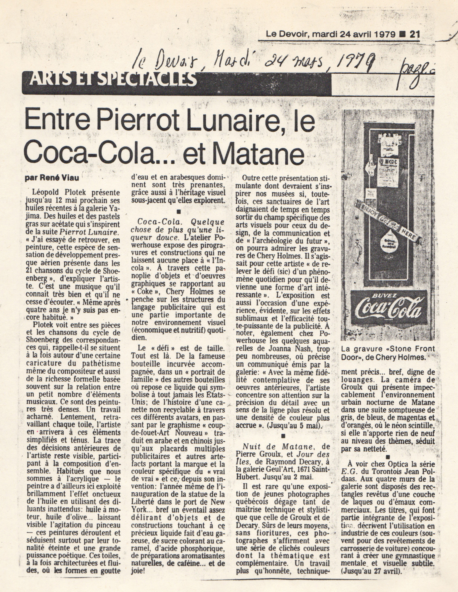 Le Devoir mardi 24 avril, 1979