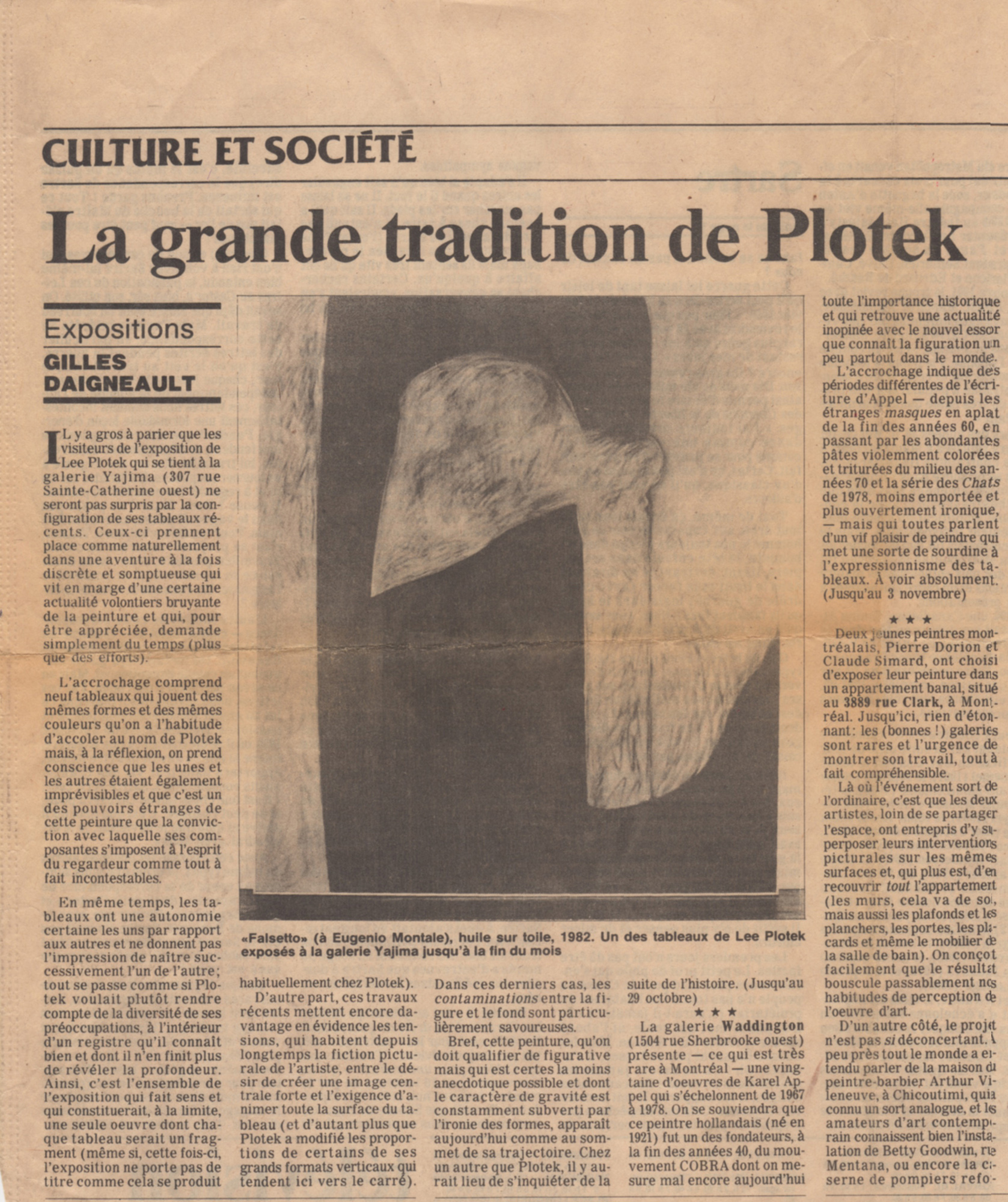 Le Devoir, samedi 22 octobre 1983