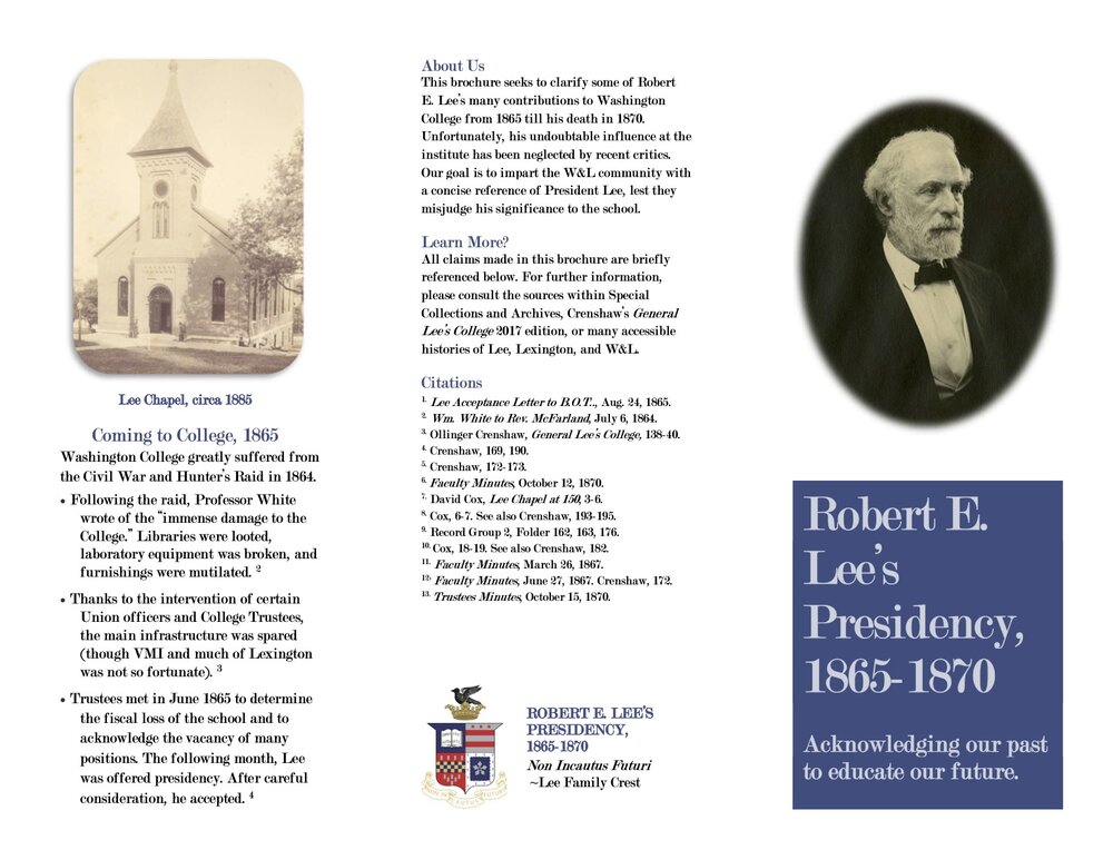 Brochure: Robert E. Lee's Presidency — The W&L Spectator