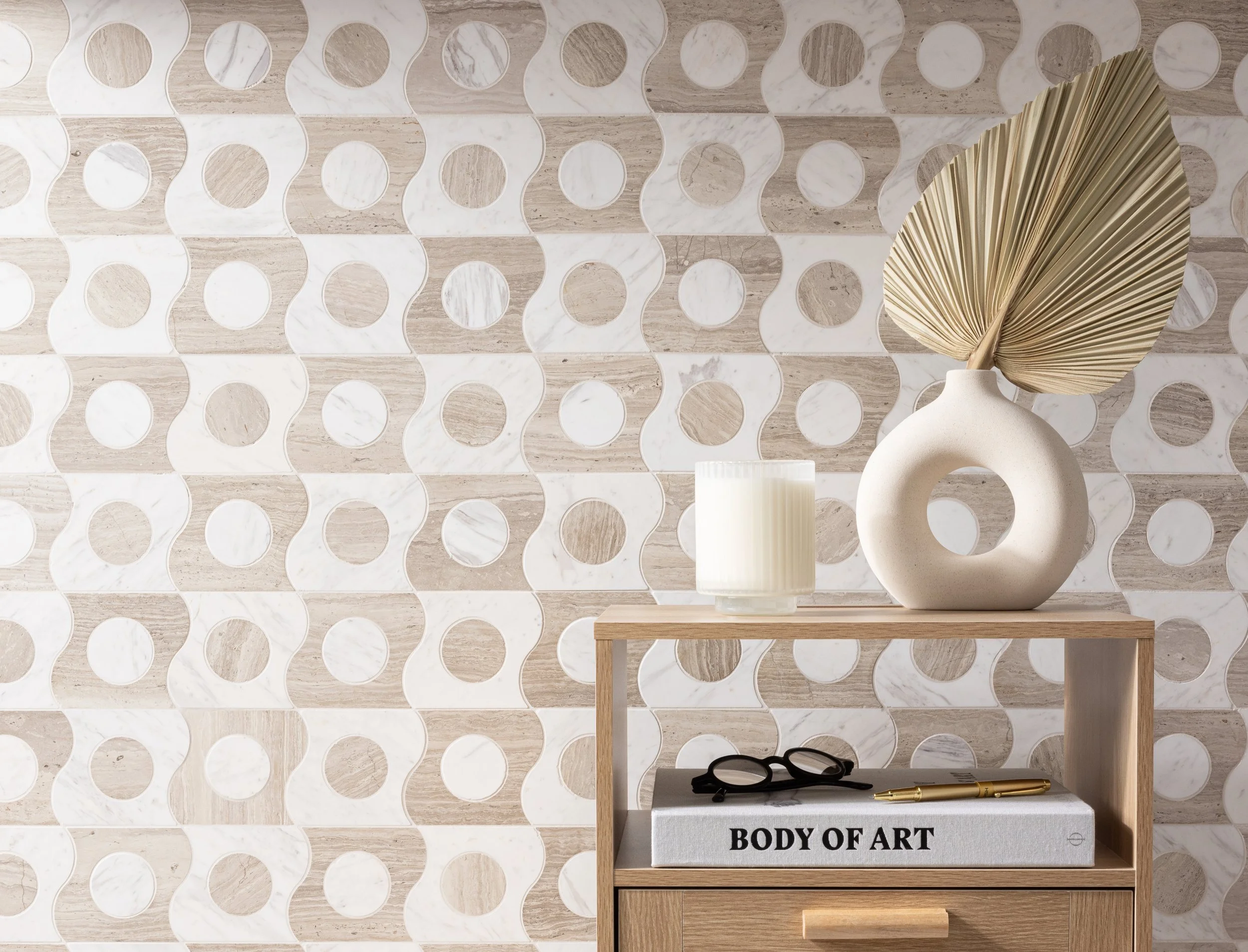 Beige and white checker board tile by Michelle Gerson, Spot On, with Artistic Tile
