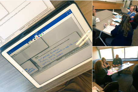 ATDps attendees working together to complete the Online Learning Design Canvas.