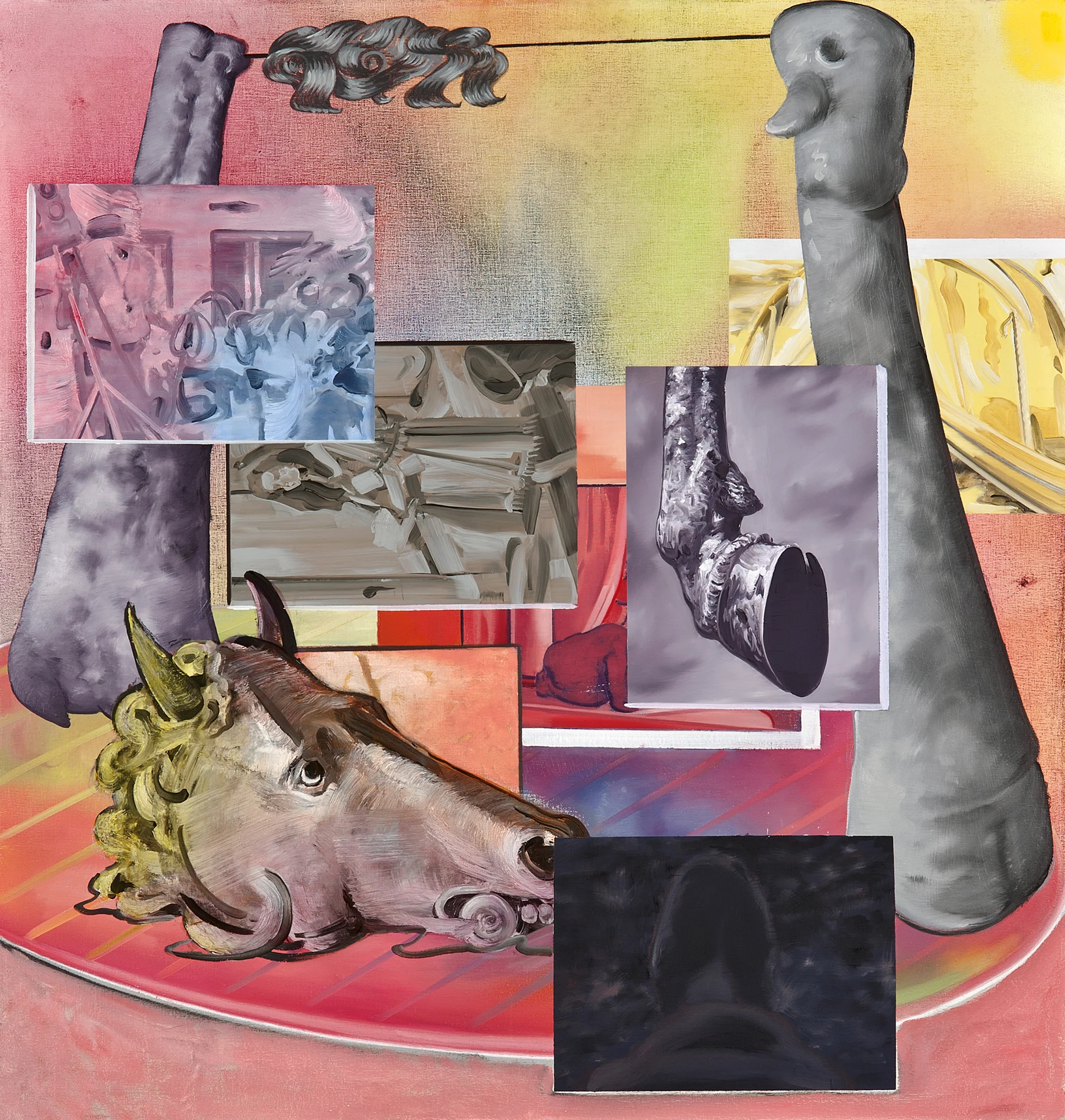 Desktop Still Life , 2015. oil on canvas, 36 x 34 inches