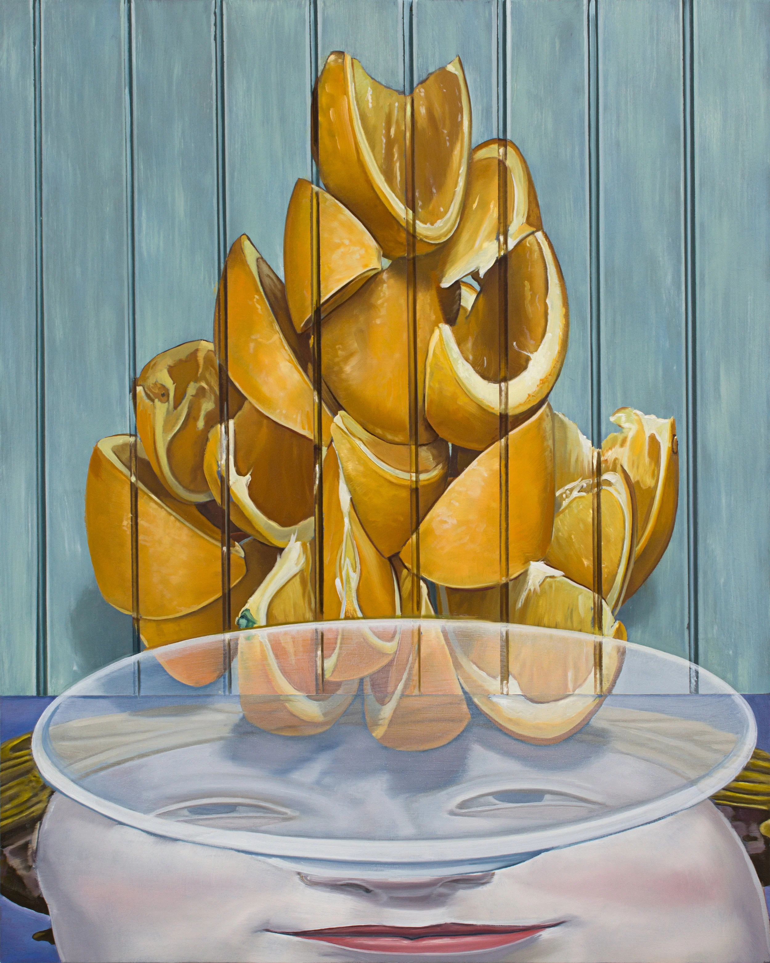 Orange Trip for Méliès, 2018. Oil on panel, 20 x 16 inches