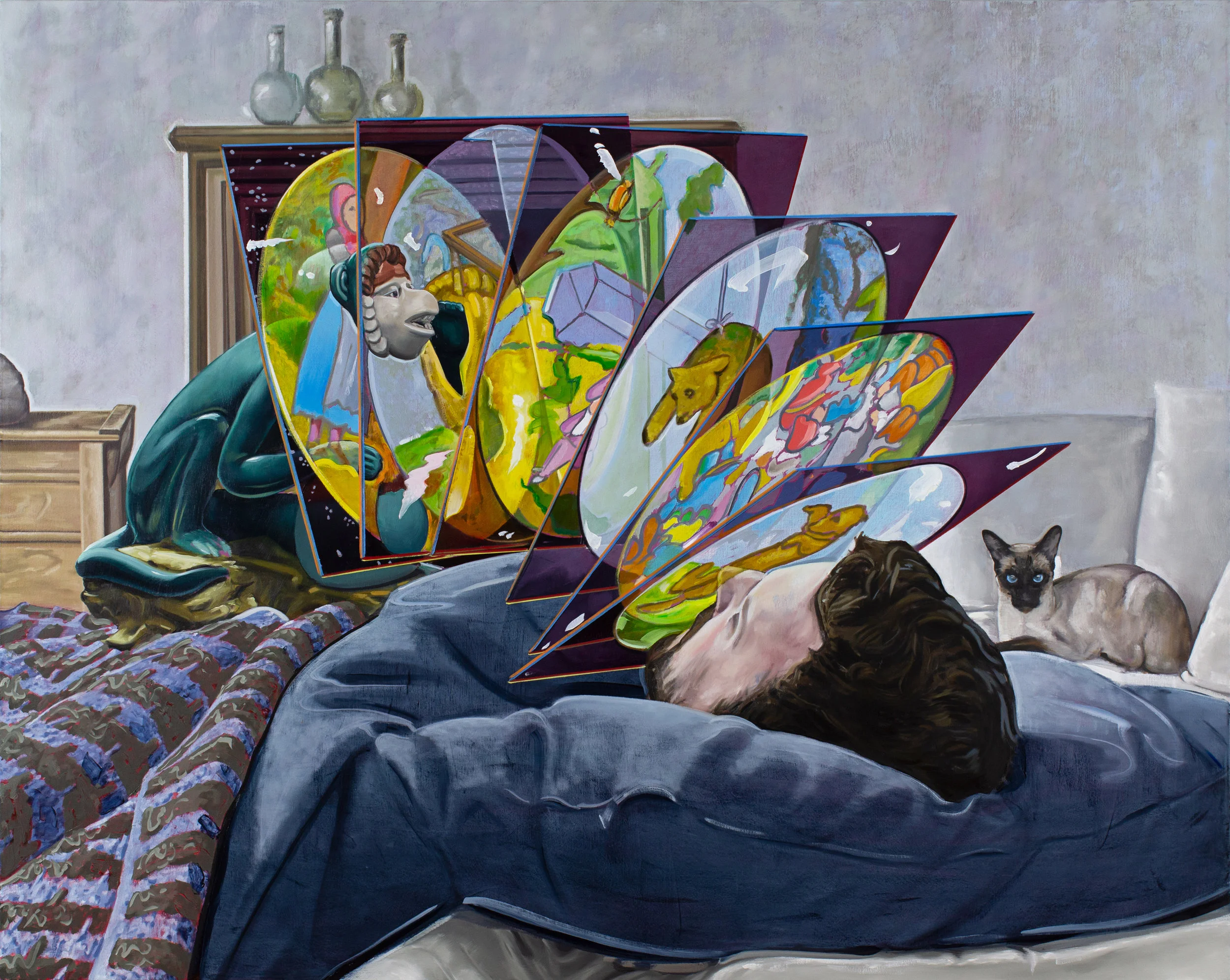 Self-portrait Sleeping, 2019. Oil on canvas, 60 x 48 inches